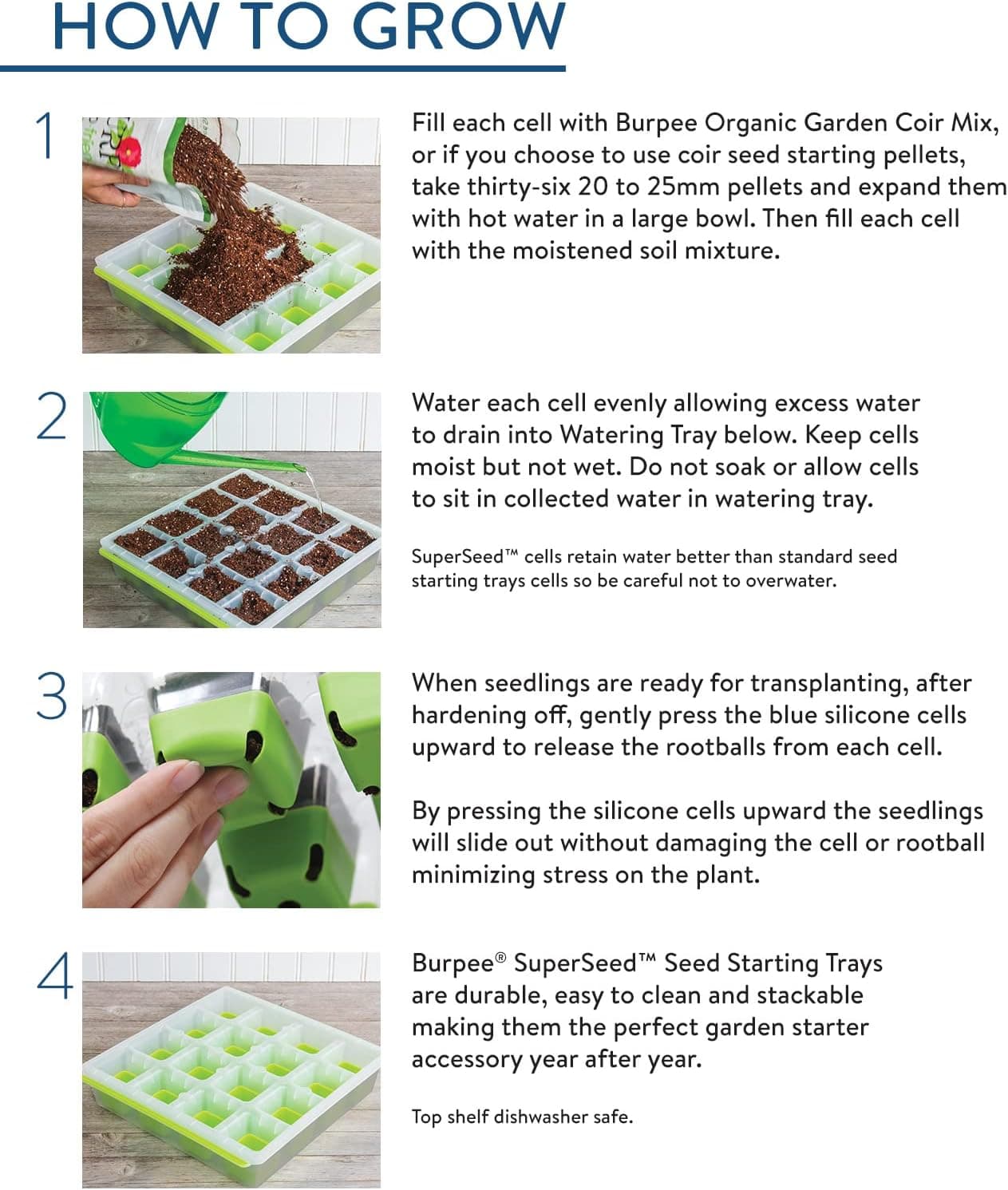 Burpee SuperSeed Seed Starting Tray | 36 Cell Reusable Seed Starter Tray | for Starting Vegetable, Flower &amp; Herb Seeds | Indoor Grow Kit for Plant Seedlings | for Germination Success : Patio, Lawn &amp; Garden thumbnail 5