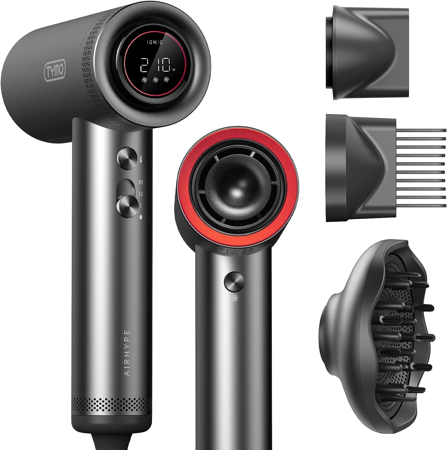 TYMO Hair Dryer with Diffuser for Women - 1500W Professional High Speed Blow Dryer with Comb, 110,000RPM Fast Dry, 200 Million Ionic Hairdryer, 4 Temps &amp; 3 Speeds, 8 Ft Cord for Salon, Metal Gray : Beauty &amp; Personal Care — Spring Gift Ideas gift idea