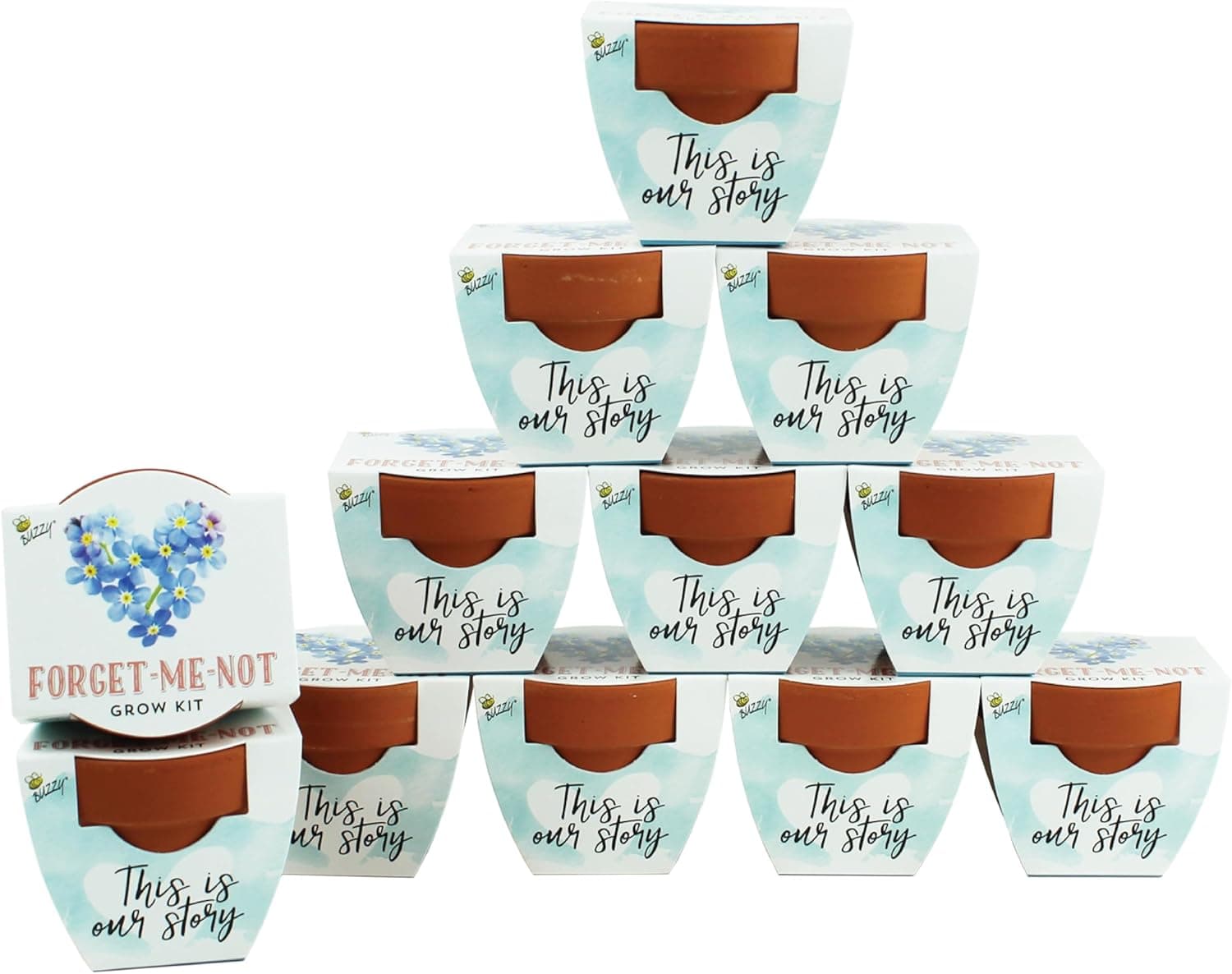 BUZZY Seeds Forget-Me-Not Terracotta Mini Grow Pots Love Collection, 12-Pack All-in-One Gardening Kit for Wedding Favors, Prizes, Birthday Gifts, Party Favors, Bridal Showers, Valentines : Patio, Lawn &amp; Garden — Spring Gift Ideas gift idea