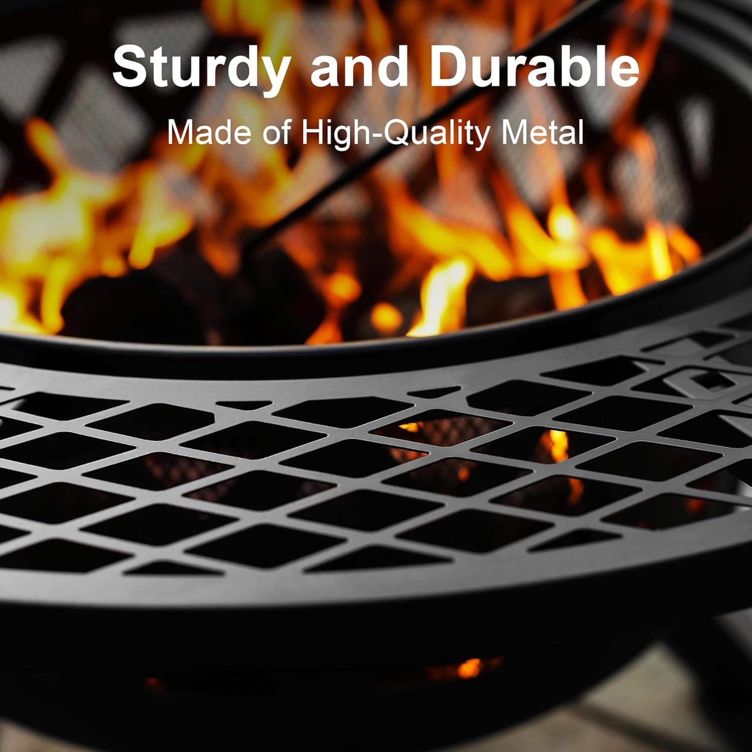 BALI OUTDOORS 32-Inch Wood Burning Fire Pit with Grill and Poker thumbnail 3