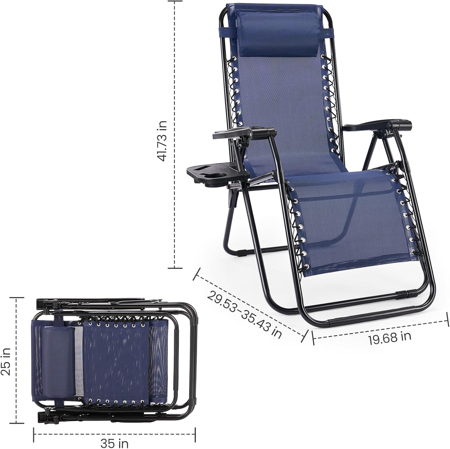 Sweetcrispy Zero Gravity Chairs, Set of 2 - Blue thumbnail 2