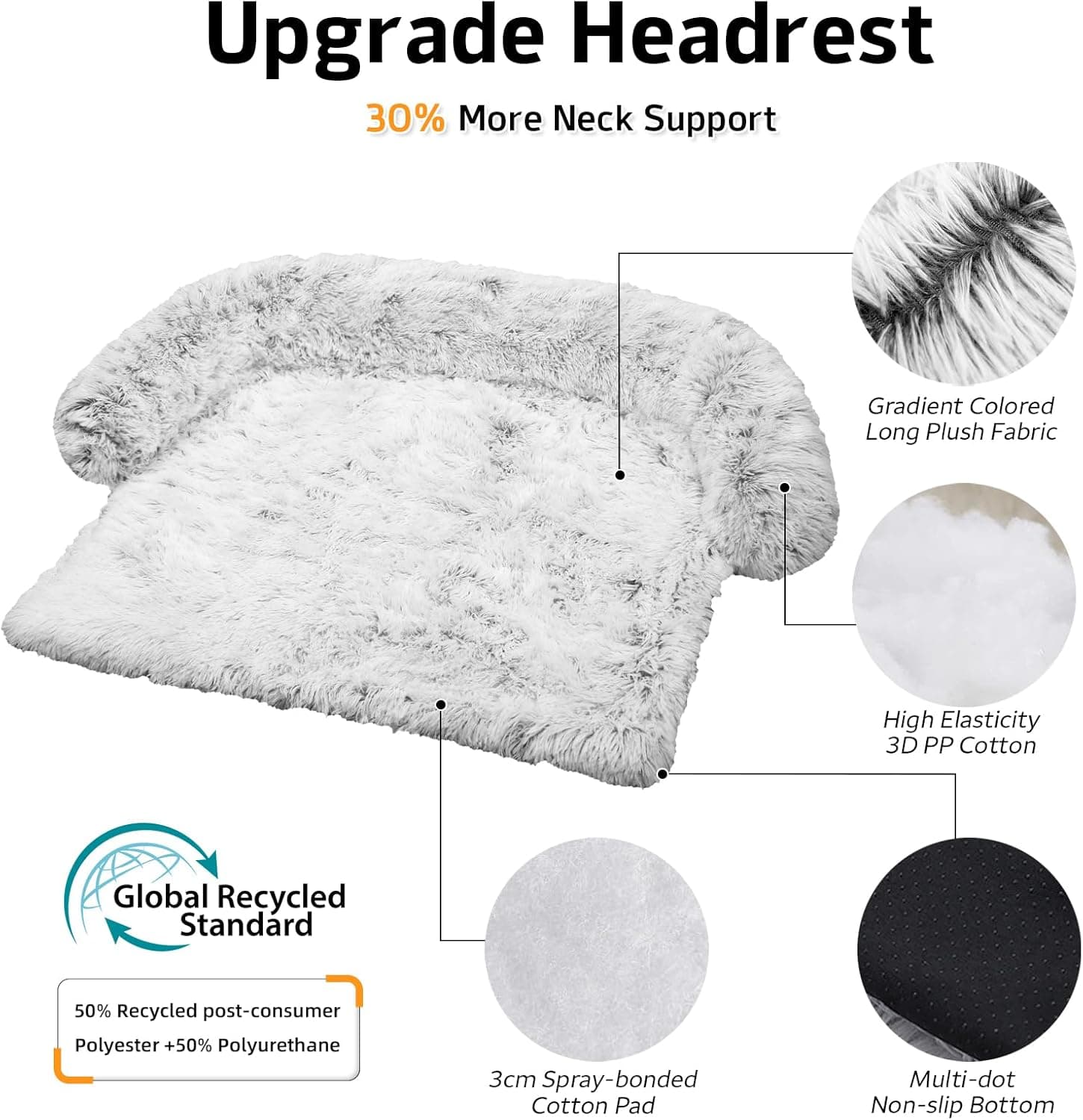 Calming Dog Bed Fluffy Plush Dog Mat with Removable Washable Cover thumbnail 2