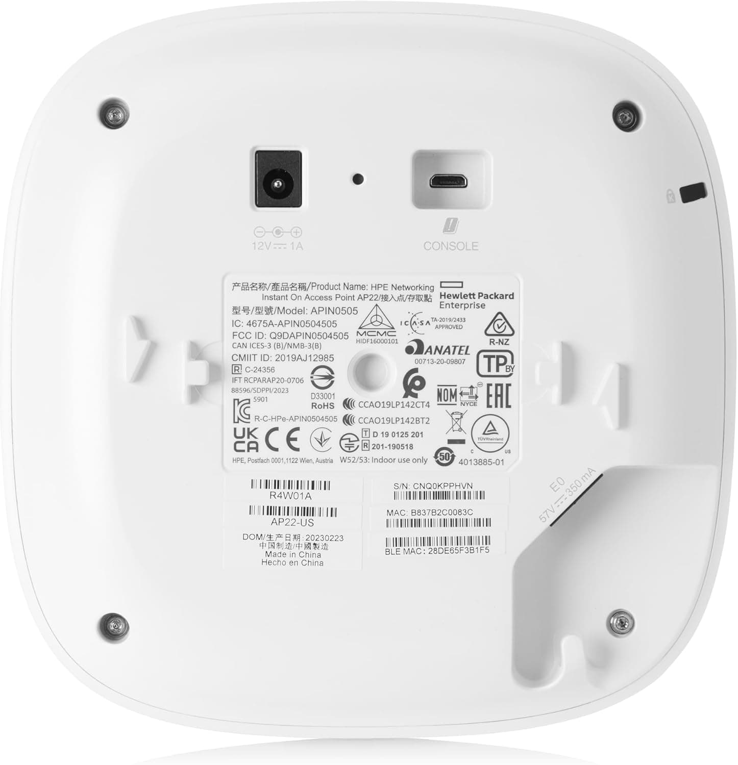 HPE Networking Instant On Access Point AP22 2x2 WiFi 6 Indoor Wireless Access Point | Long Range, Secure, Smart Mesh Support | Power Source Not Included | US Model (R4W01A) : Electronics thumbnail 2