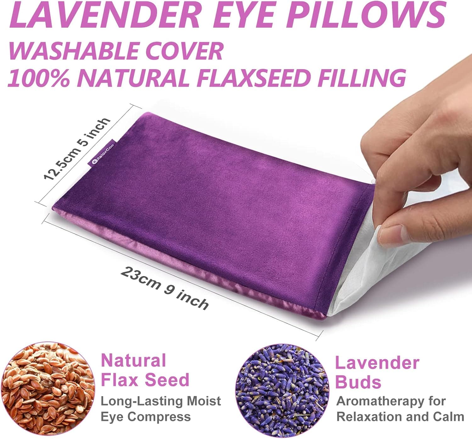 RelaxCoo Lavender Eye Pillow with Weighted Heat Mask - Pack of 2 thumbnail 3