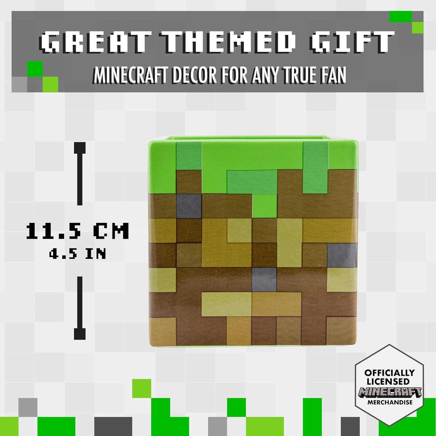 Paladone Minecraft Glass Block Ceramic Planter or Pen Holder thumbnail 3