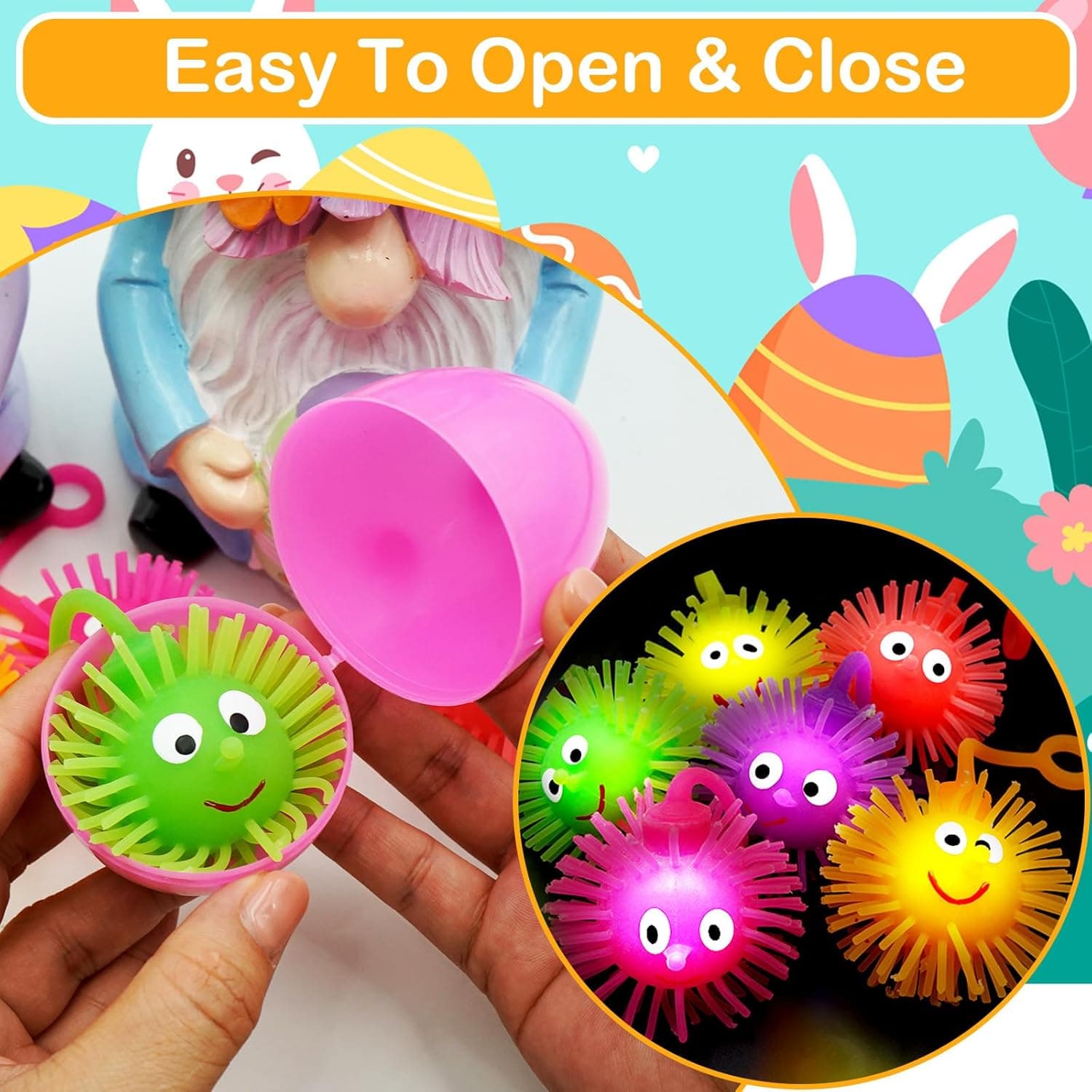 ZICZLI 24 Pack Easter Eggs with LED Puffer Balls thumbnail 3
