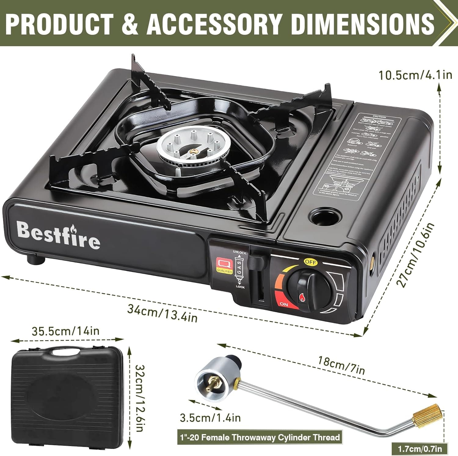 BESTFIRE Portable Dual Fuel Camping Stove – Reliable Butane &amp; Propane Gas Stove with Carrying Case &amp; Adapter – Single Burner for Outdoor Cooking, Tailgating &amp; Emergency : Sports &amp; Outdoors thumbnail 2