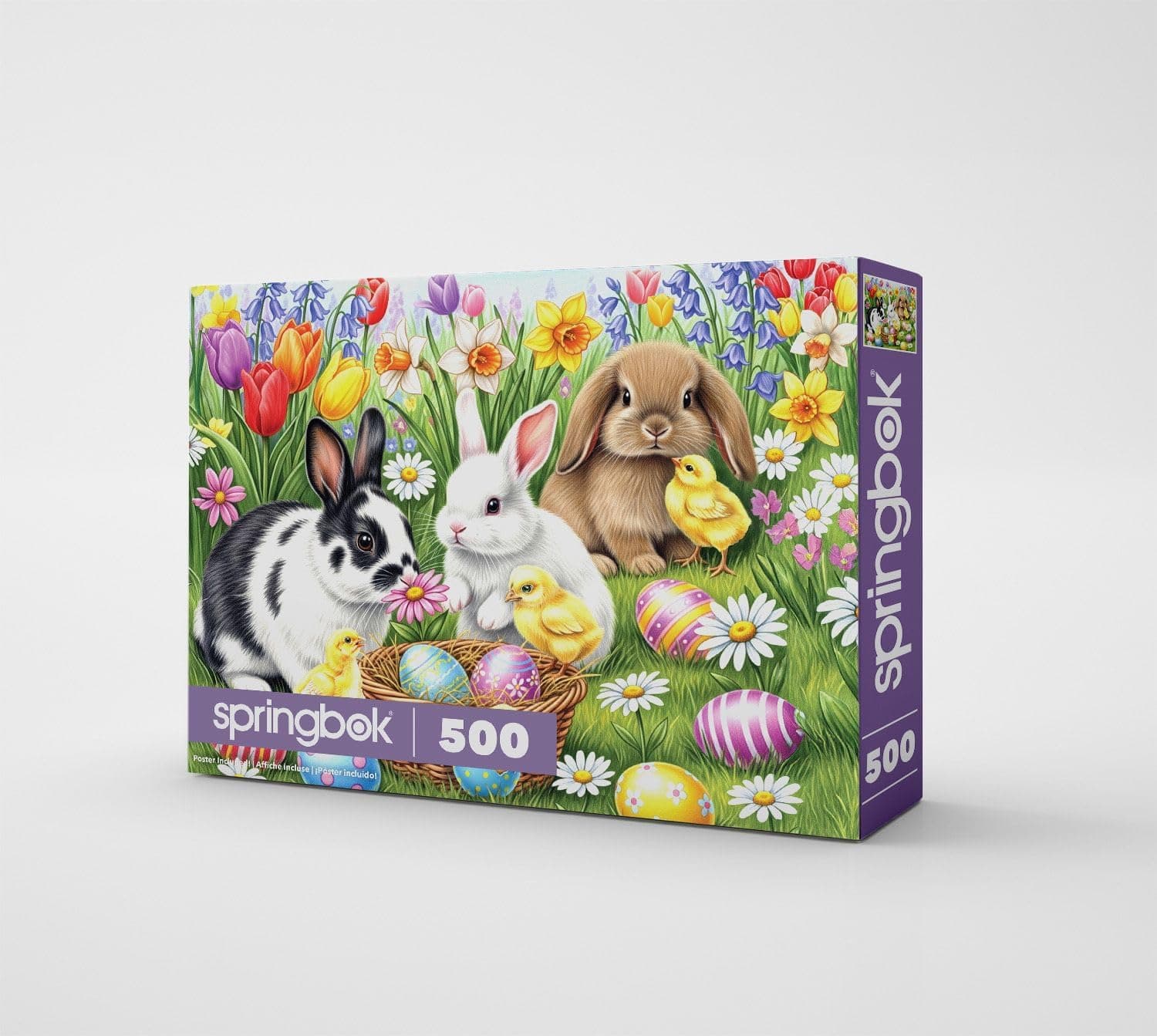 Springbok Three Easter Bunnies 500 Piece Jigsaw Puzzle for Adults – Poster Now Included - Spring and Floral – Unique Cut Pieces – Made in USA : Toys &amp; Games thumbnail 2