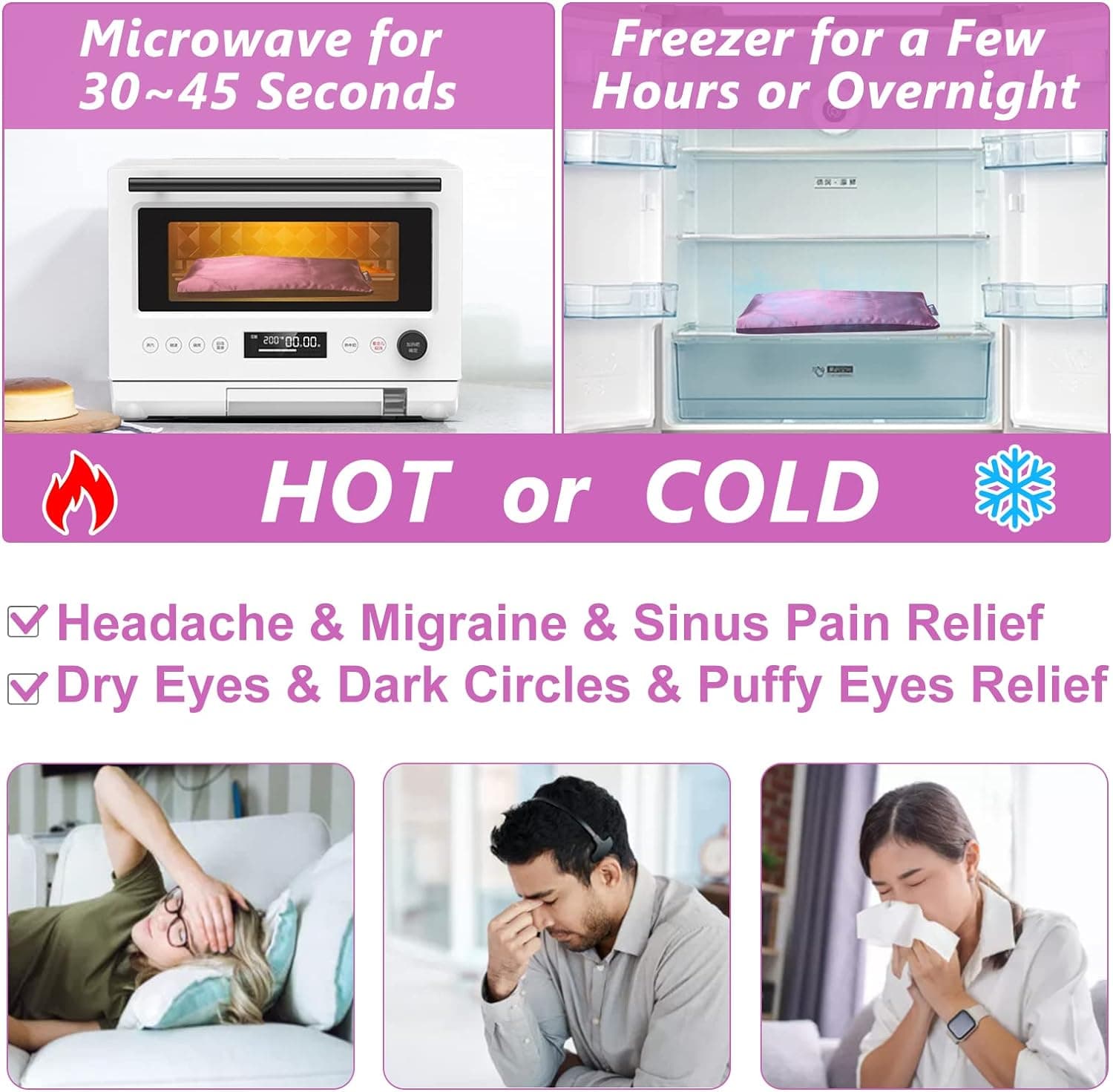 RelaxCoo Lavender Eye Pillow with Weighted Heat Mask - Pack of 2 thumbnail 4