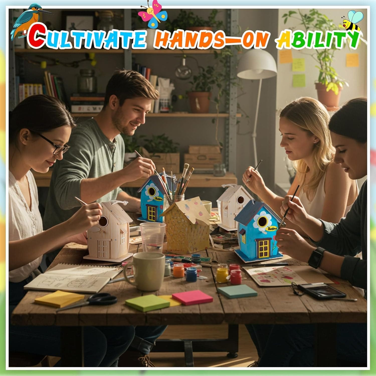 Liliful 4 Pack Wooden Bird House Kits thumbnail 5