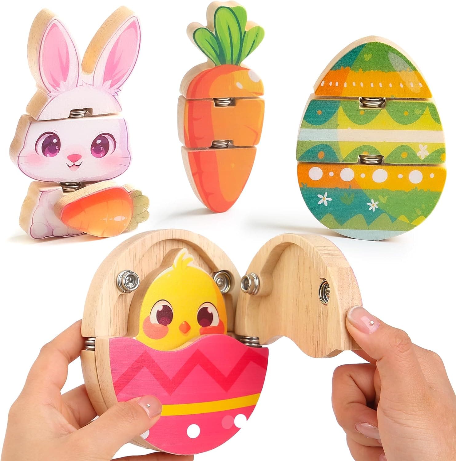 HUZU Easter Snap Builders Wooden Puzzle Toy — Easter Gifts gift idea