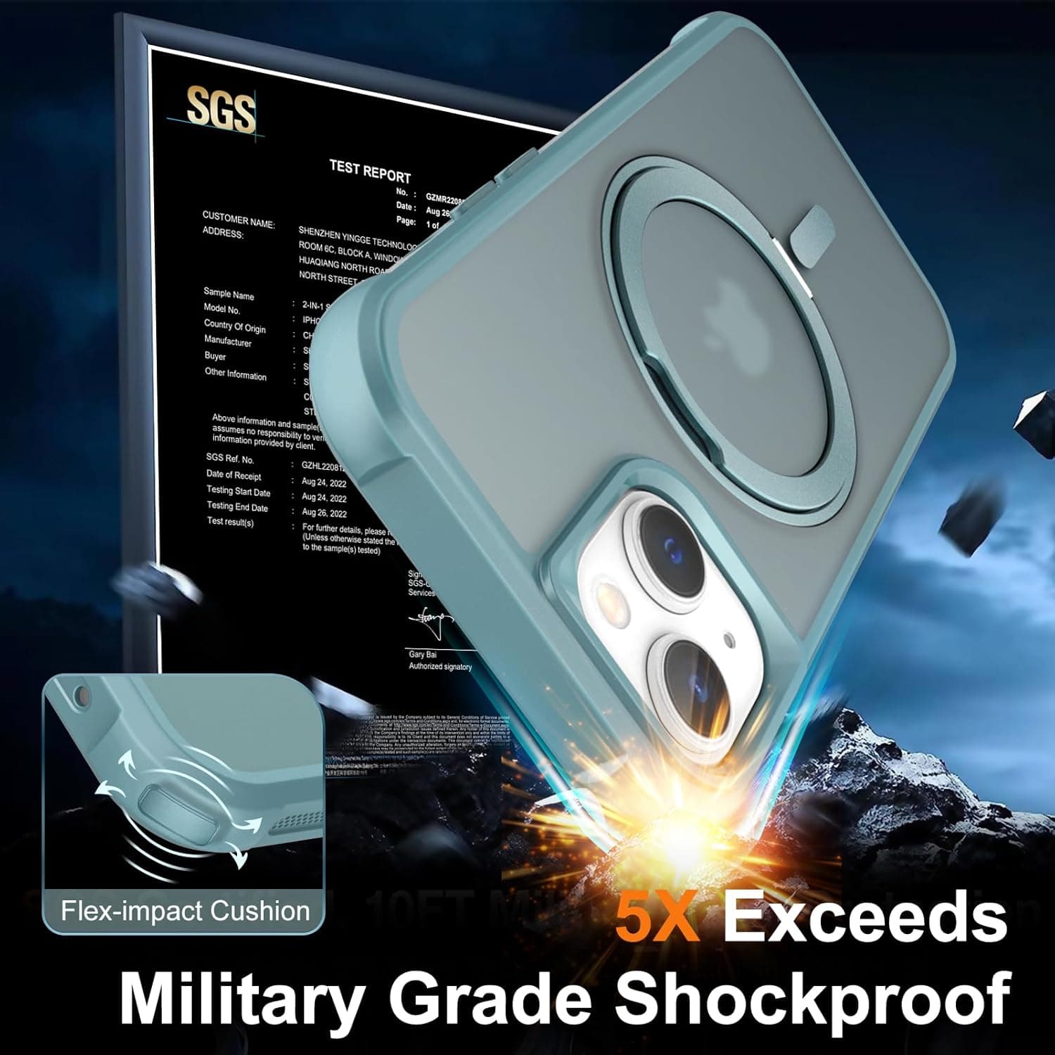 UMIONE 360° Rotatable Magnetic Ring Case for iPhone 15 - Green thumbnail 4