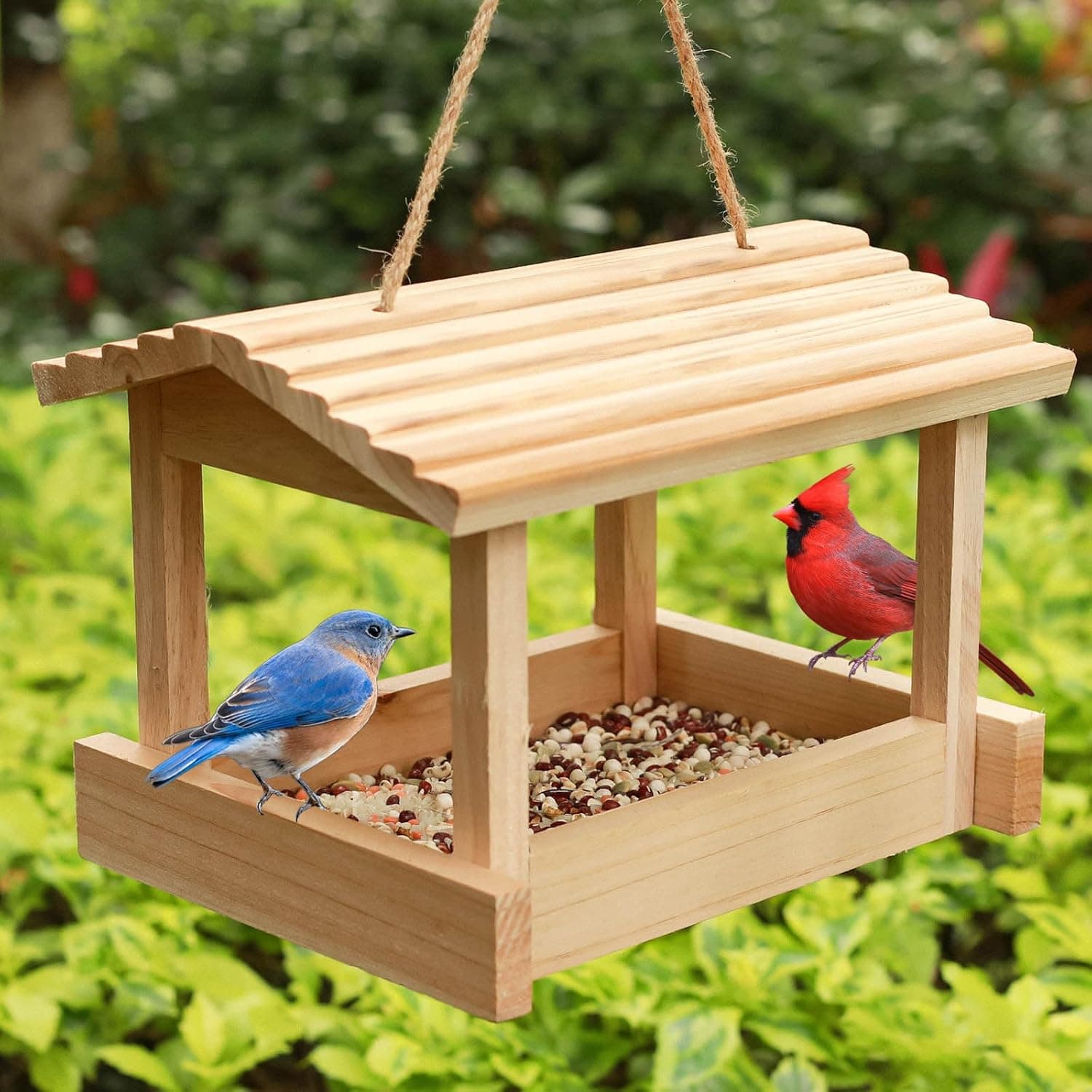 Wooden Bird Feeder House for Cardinals and Finches — Spring Gift Ideas gift idea