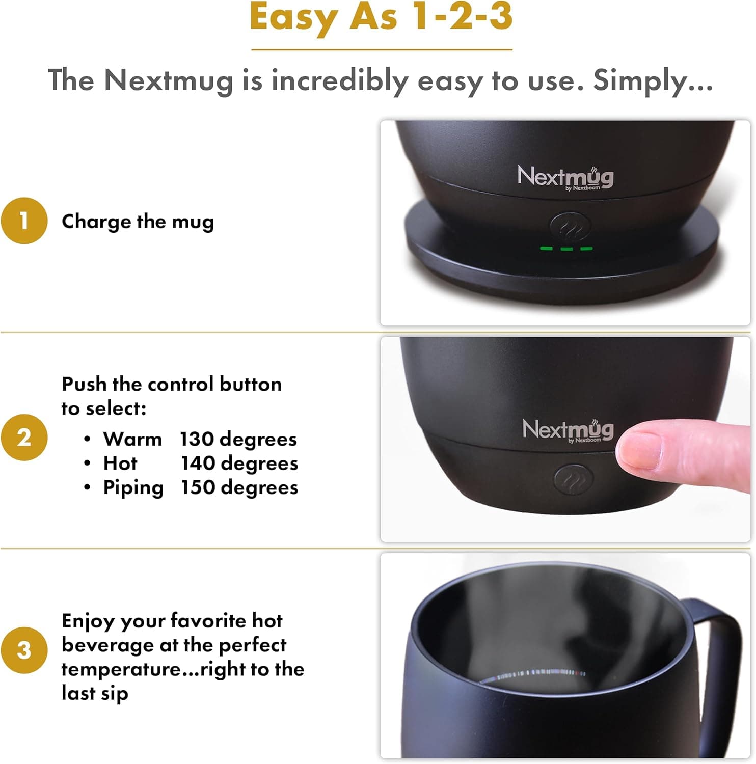 Nextmug Temperature-Controlled Self-Heating Coffee Mug thumbnail 4