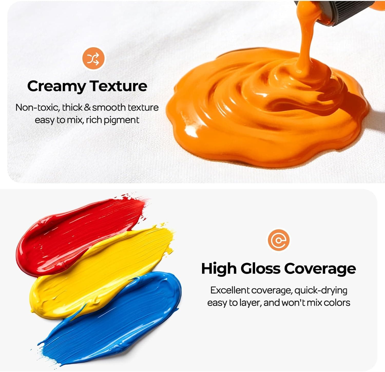 Nicpro 32 Colors Outdoor Acrylic Paint Bulk with Brush and Sponge, Knife, Non-Toxic Paint for Multi-surface Rock, Wood, Fabric, Leather, Crafts, Canvas, Shoes and Wall Painting : Arts, Crafts &amp; Sewing thumbnail 3