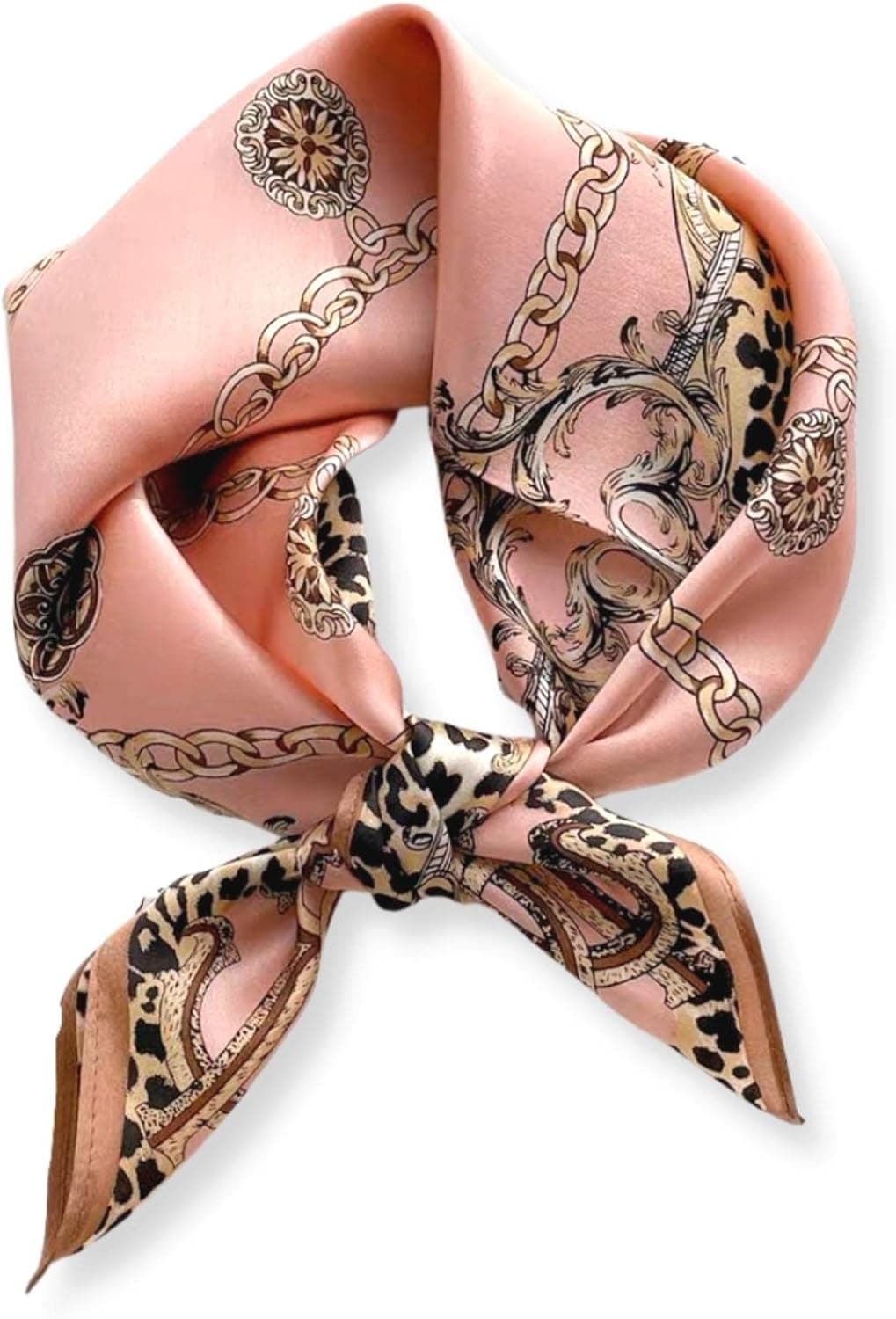 PoeticEHome 100% Mulberry Silk Square Neck Scarf - Pink Leopard — Spring Gift Ideas gift idea