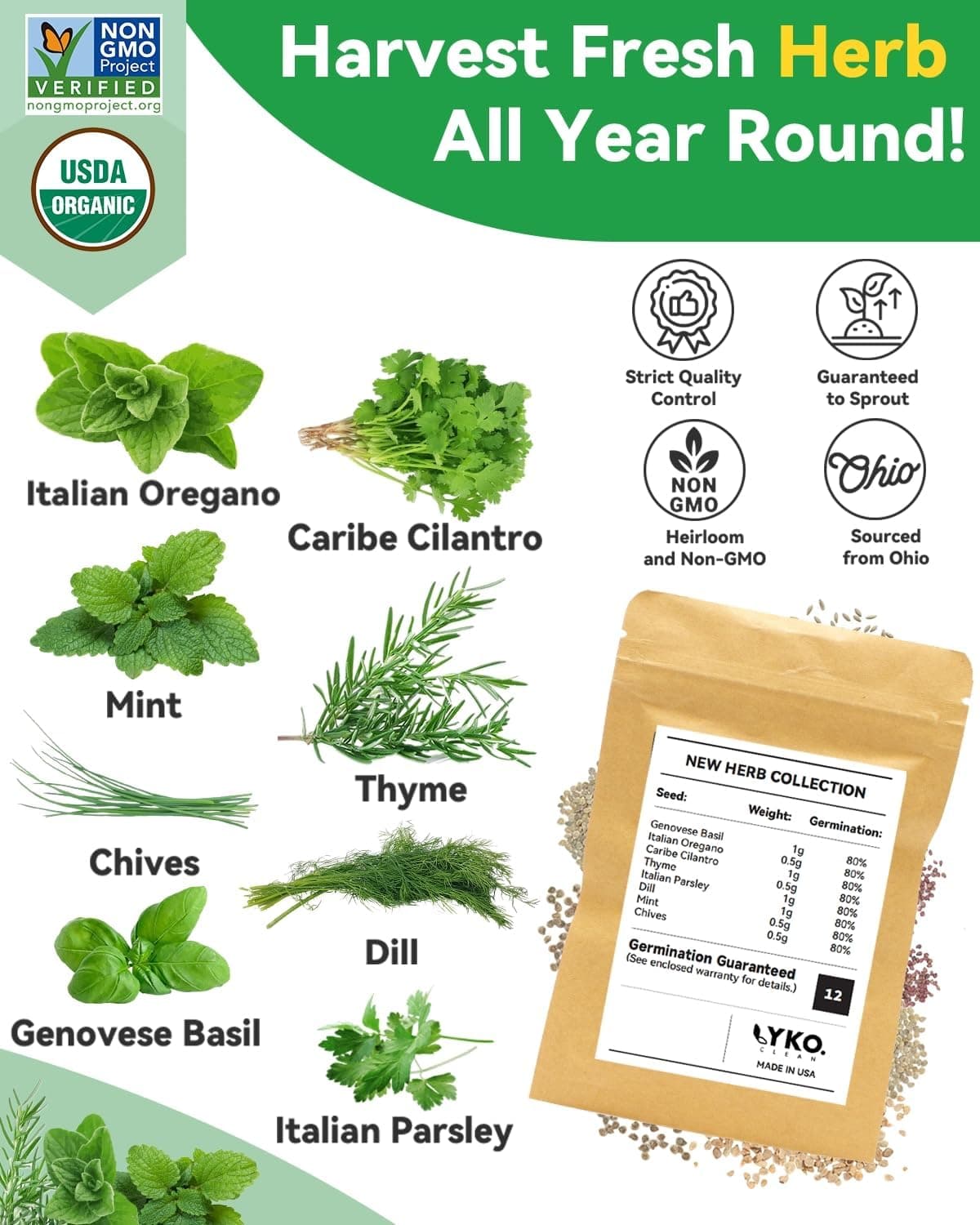 Gourmet Herb Seed Pod Kit - 8 Pod Hydroponics Variety Pack thumbnail 2