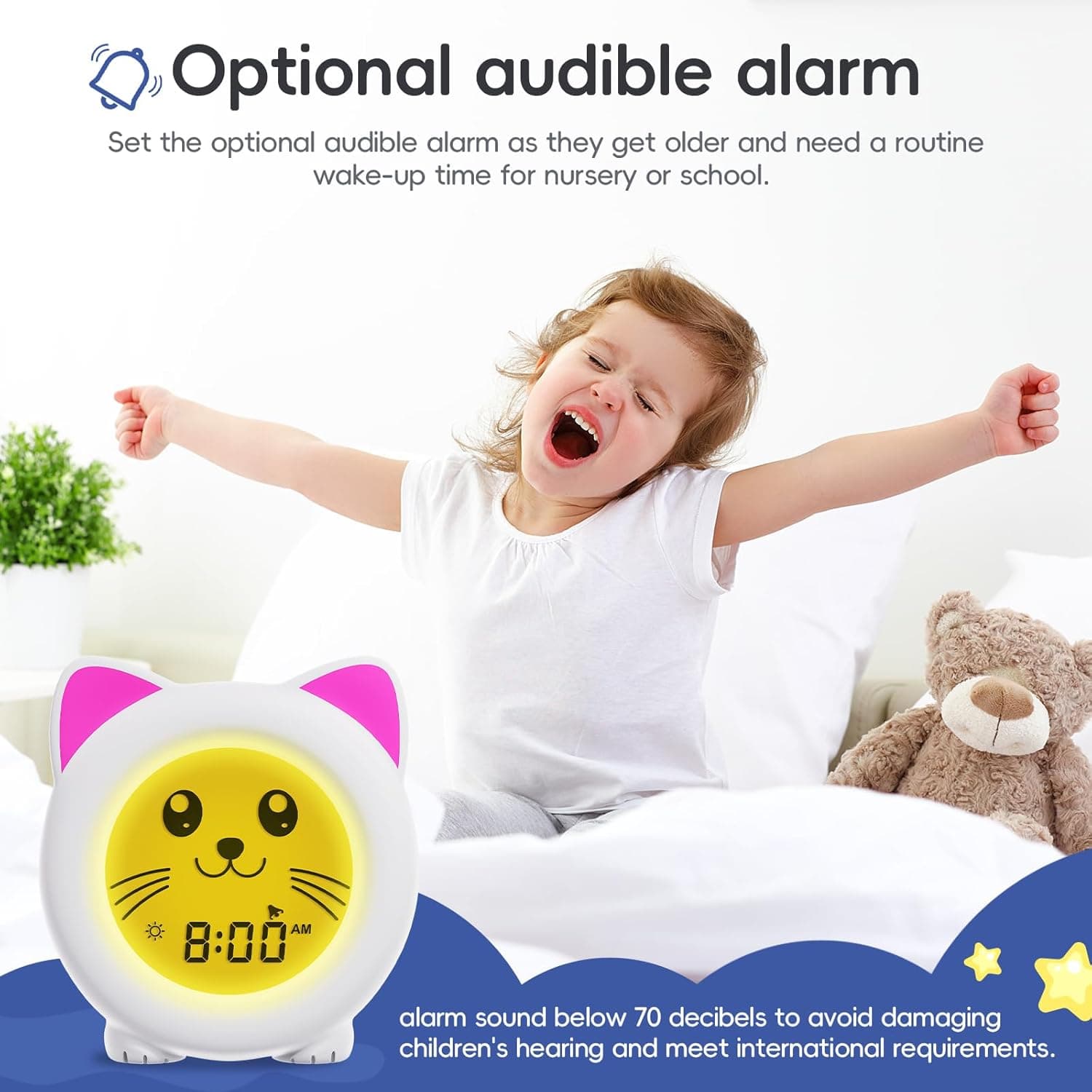 B&H Sleep Trainer Clock for Toddler - Cute Cat Design thumbnail 4