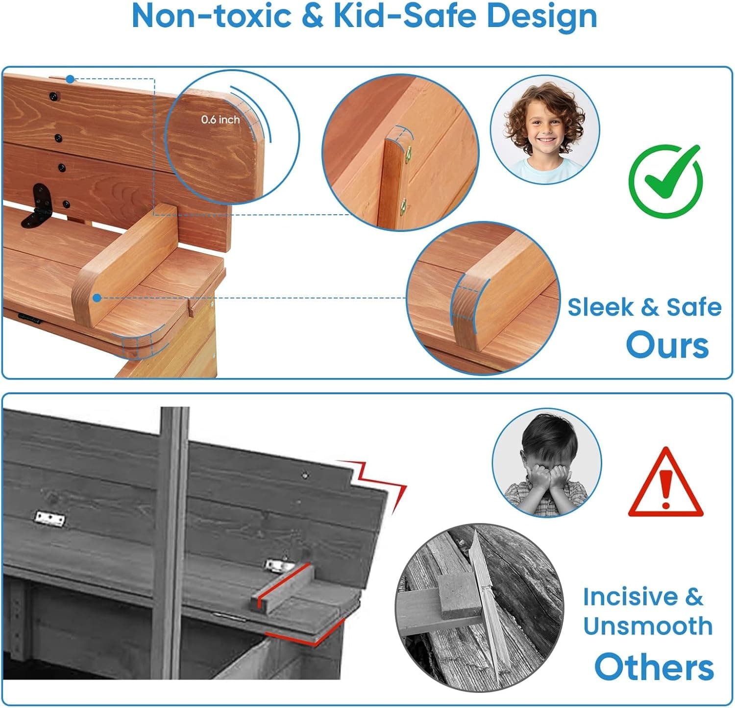 FunXplore Wooden Kids Sandbox with Lid and Canopy thumbnail 2