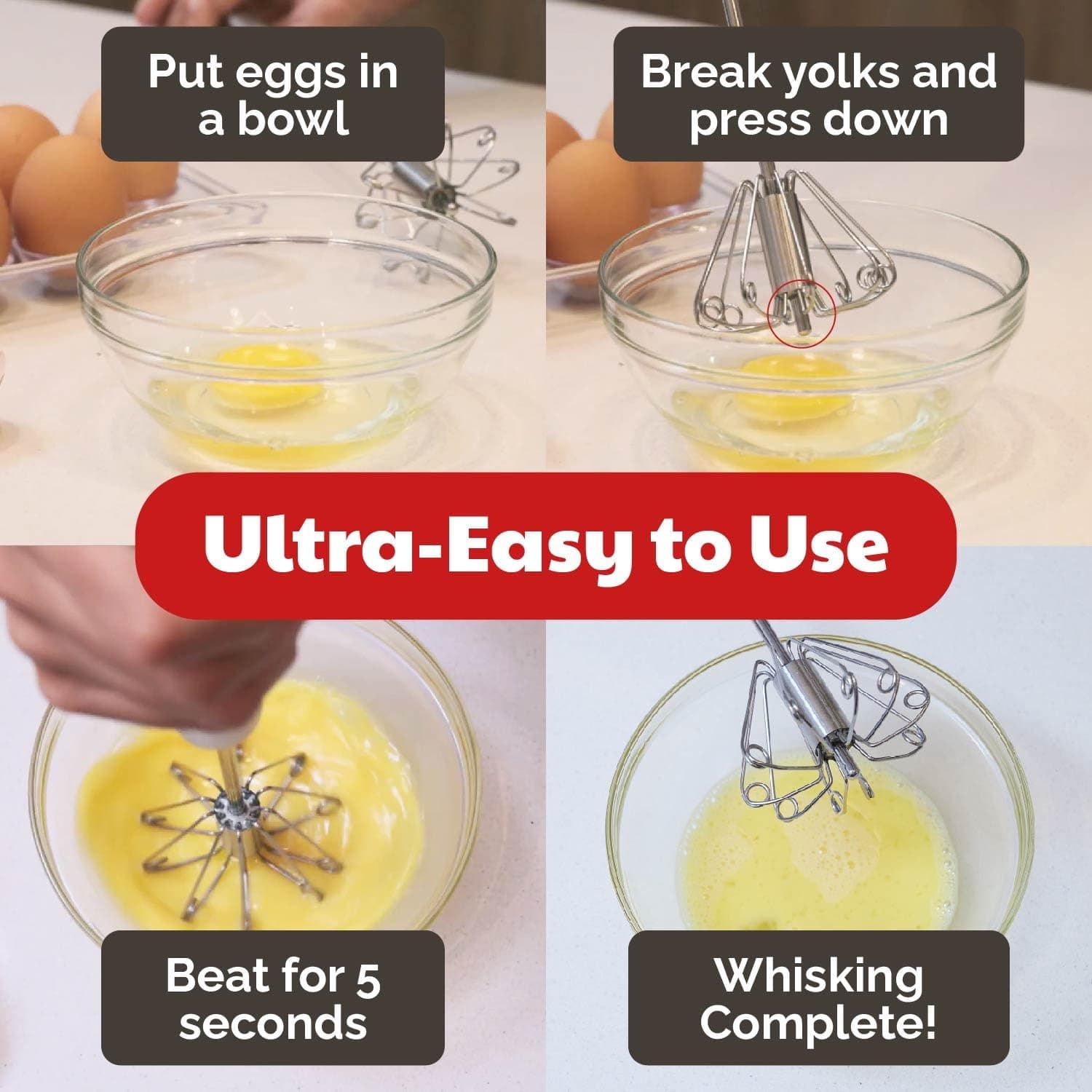 Stainless Steel Egg Whisk - 2 Pack (12 & 14 Inch) thumbnail 4