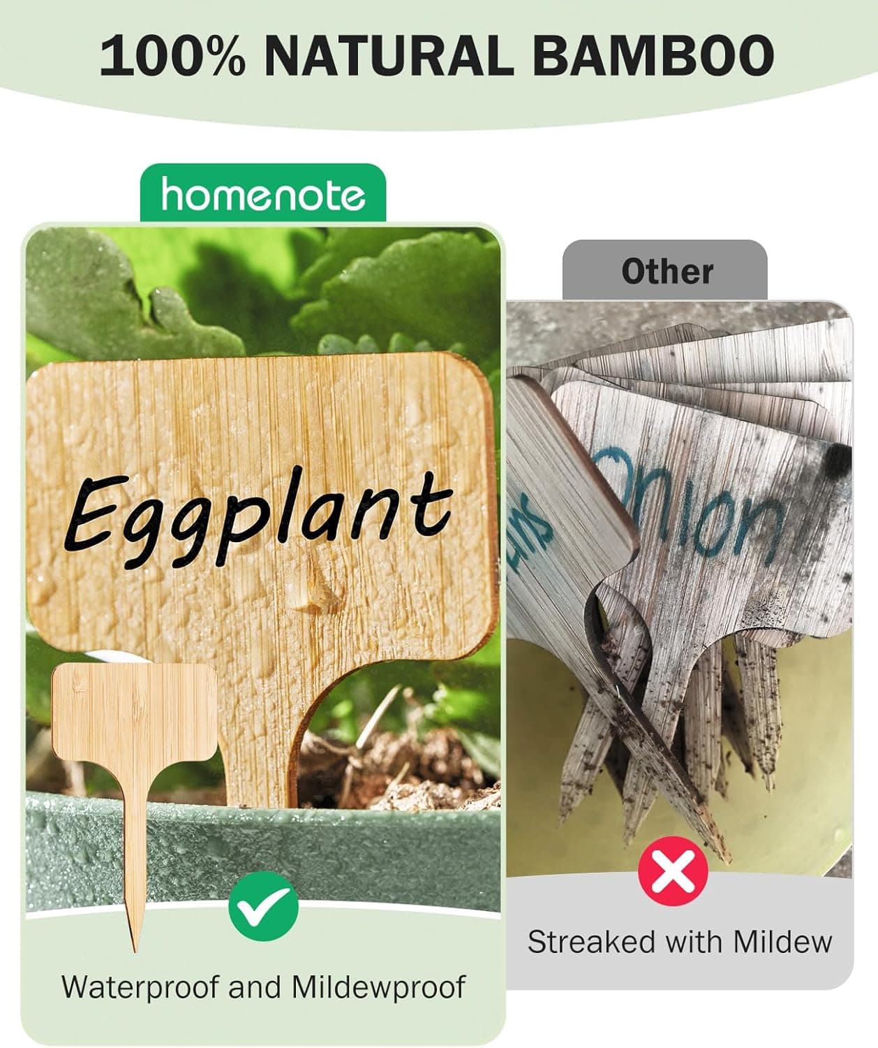 Homenote Bamboo Plant Labels - 60 Piece Set thumbnail 3