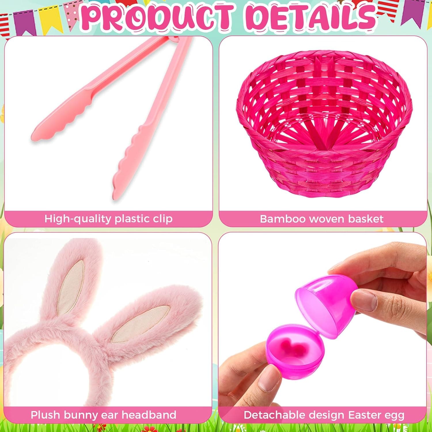 Tigeen 90 Pcs Easter Egg Clips Race Game Set thumbnail 3