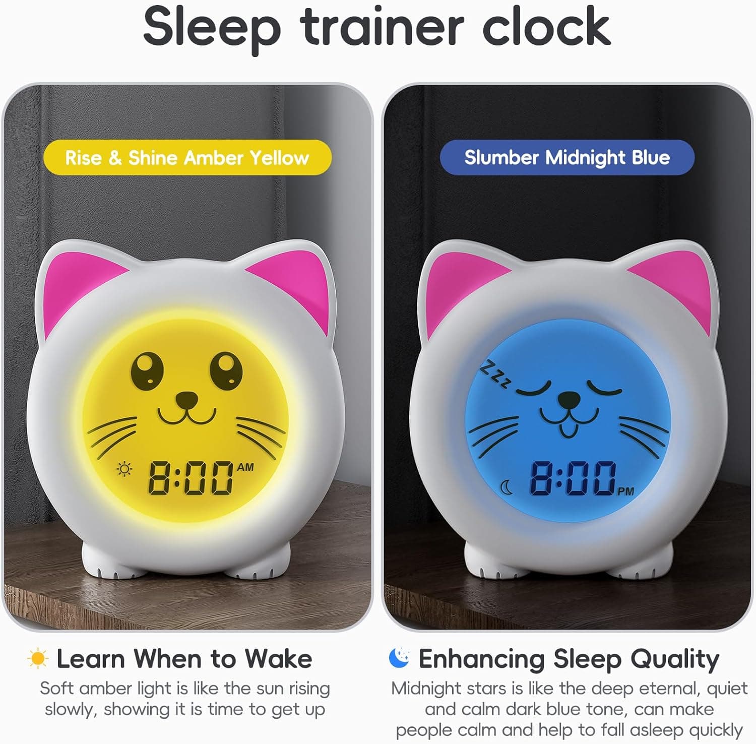 B&H Sleep Trainer Clock for Toddler - Cute Cat Design thumbnail 2