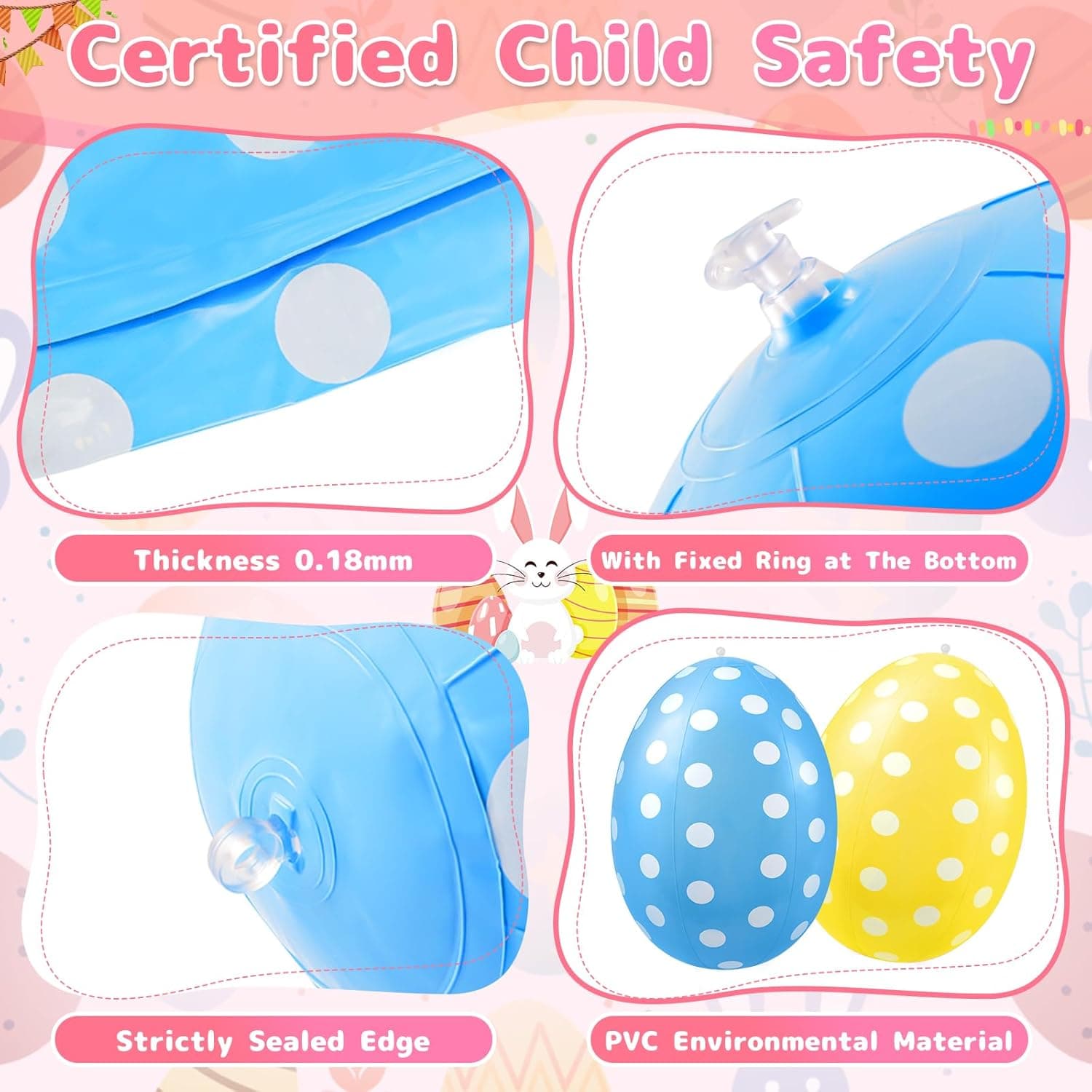 12 Pack 16 inch Inflatable Easter Eggs Decorations, Easter Blow Up Yard Decorations Colorful Outdoor Ornaments for Garden Lawn Spring Party Supplies &amp; Egg Hunt Games : Patio, Lawn &amp; Garden thumbnail 2