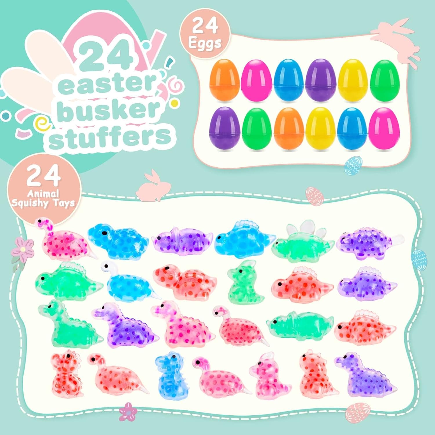 Budbof 24 Pack Easter Egg Fillers with Stress Balls, Fidget Toys Squeeze Balls for Kids - Easter Basket Stuffers for Boys Girls, Sensory Relief Toys for Egg Hunt Party Favors Classroom Prizes : Toys &amp; Games thumbnail 2