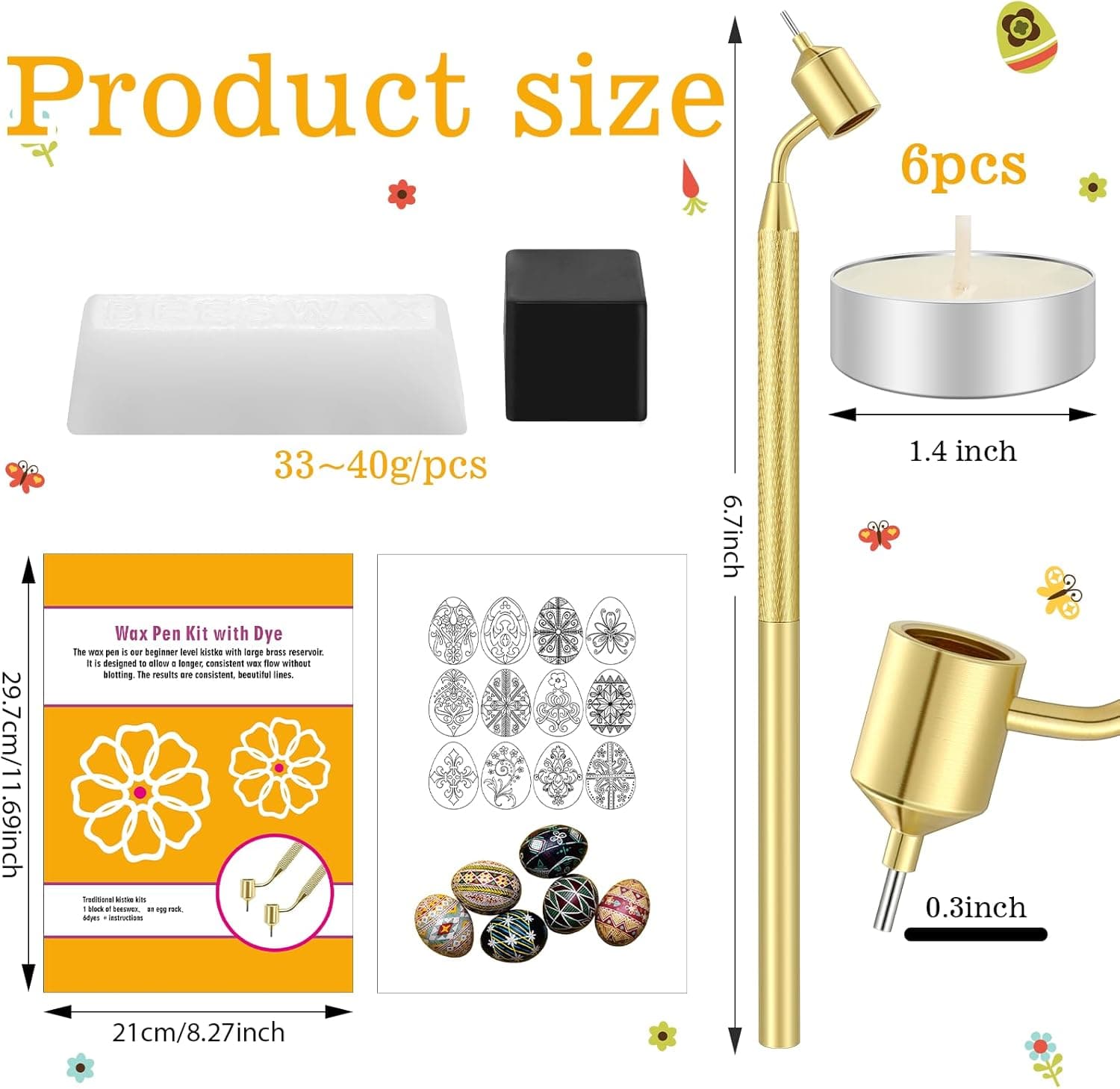 Blushtier Ukrainian Easter Egg Decorating Kit (Pysanky) - 12 Piece Set thumbnail 2