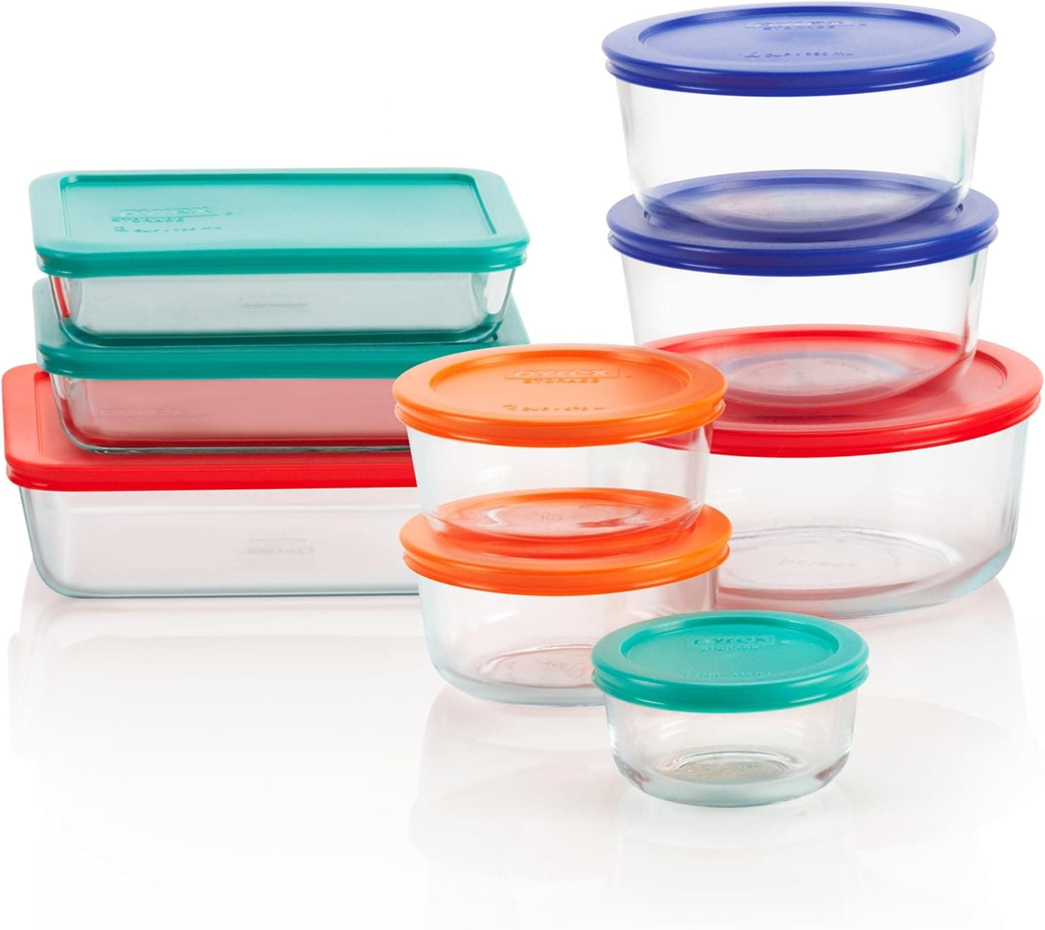 Pyrex Simply Store (9-Pack) Mixed Sized Glass Food Storage Set, Round &amp; Rectangular Containers With Plastic Lids, BPA-Free, Dishwasher &amp; Microwave Safe : Home &amp; Kitchen — Spring Gift Ideas gift idea