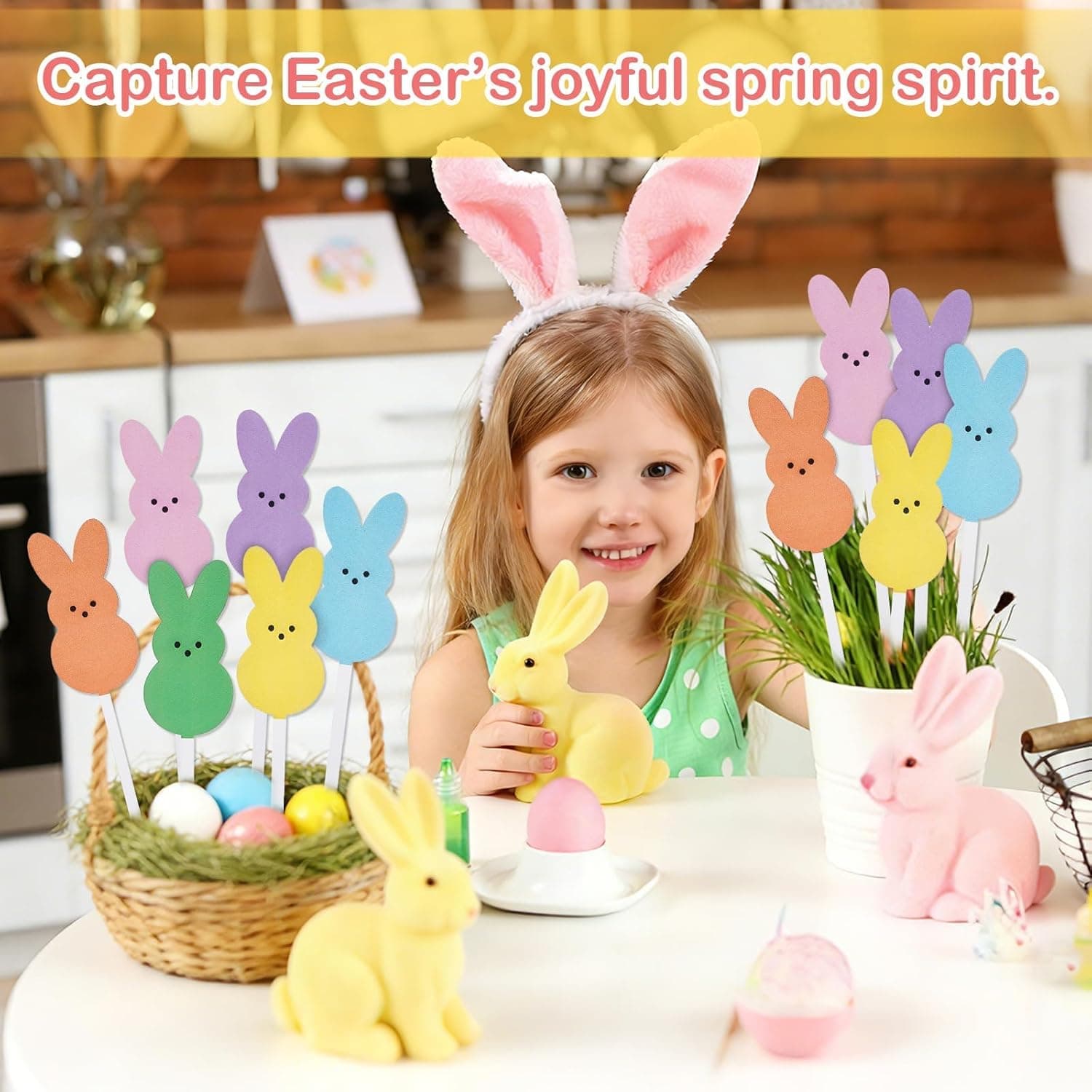 16 Pcs Easter Bunny Picks Easter Floral Plant Picks Bunny Double Sided Decorative Picks Colorful Rabbit Shape Wooden Floral Decor for Home Vase Filler Table Decor Spring Holiday Party Supplies Gifts : Home &amp; Kitchen thumbnail 4