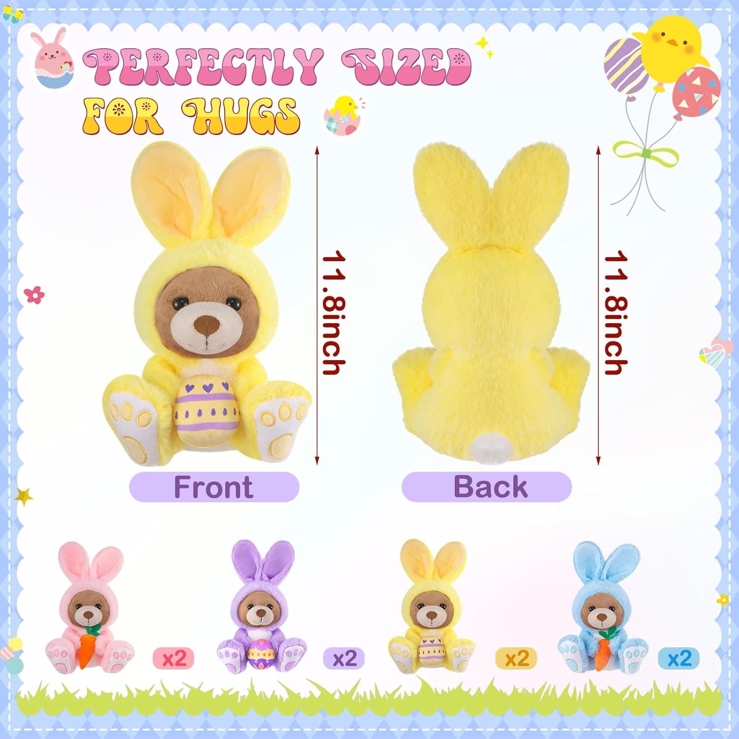 Shappy 4 Pcs Easter Bunny Plush Toys, 12 Inch Stuffed Animals thumbnail 2