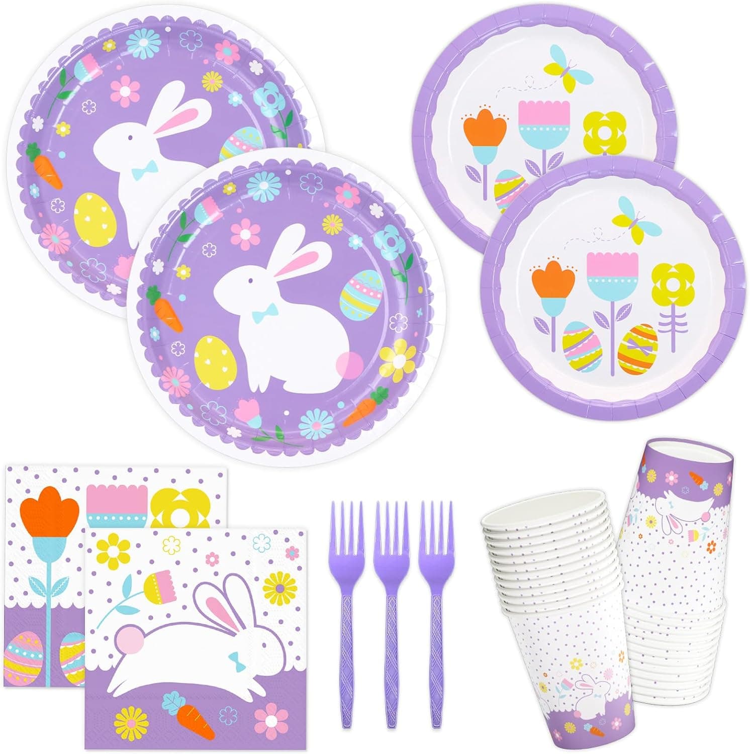 Bunny Hop Easter Party Disposable Tableware Set for 24 — Easter Gifts gift idea