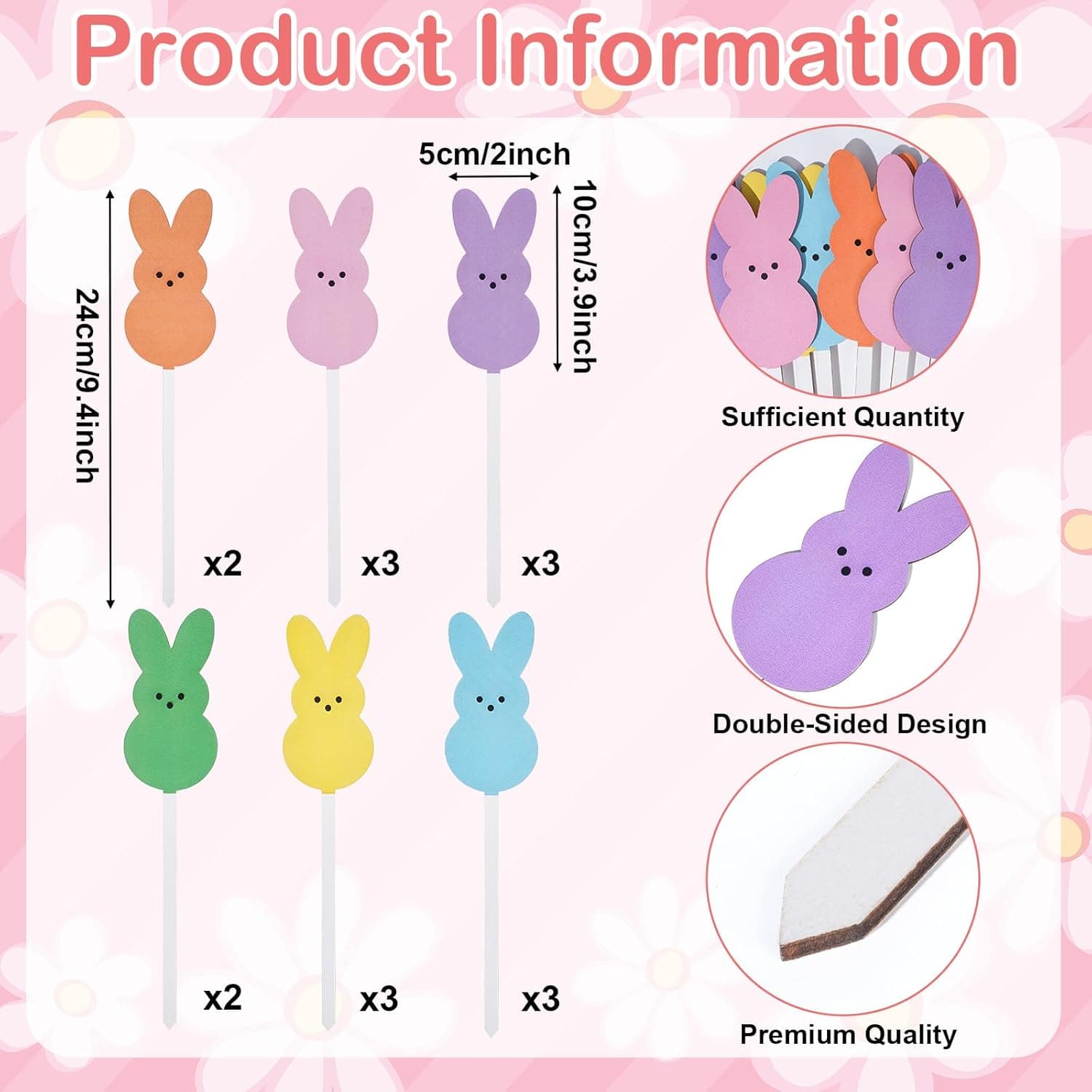 16 Pcs Easter Bunny Picks Easter Floral Plant Picks Bunny Double Sided Decorative Picks Colorful Rabbit Shape Wooden Floral Decor for Home Vase Filler Table Decor Spring Holiday Party Supplies Gifts : Home &amp; Kitchen thumbnail 2
