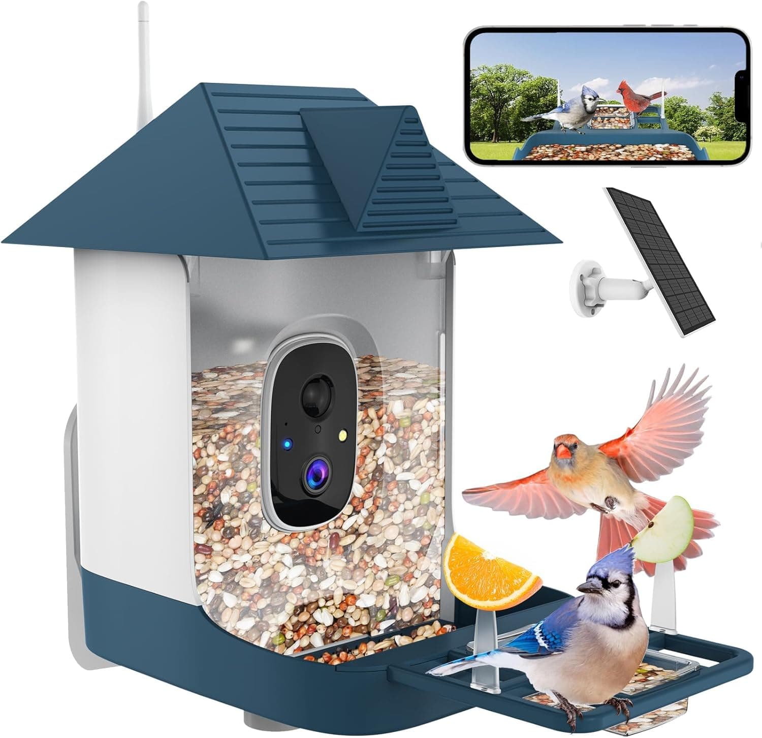 Bird Feeder with Camera,WiFi Outdoor Smart Bird Feeder Camera with Built-in AI Birds Recognition,Solar Powered,Auto Record Video by Cloud Storage,FHD Birds House with Cam,Ideal Gift for Dad and Mom : Patio, Lawn &amp; Garden — Spring Gift Ideas gift idea