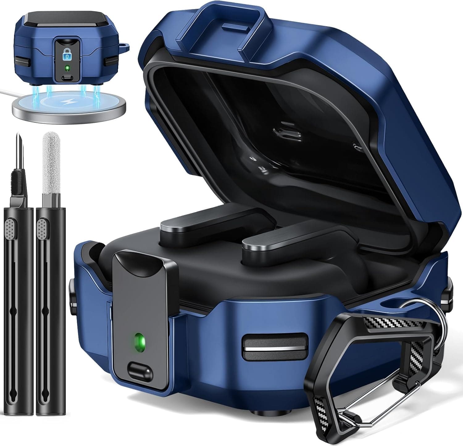 Polislime Safety Lock Case for Samsung Galaxy Buds 4 Pro/for Galaxy Buds 4 Case (2026) [Compatible with MagSafe] with Cleaning Kit &amp; Keychain, (Black) : Electronics thumbnail 4