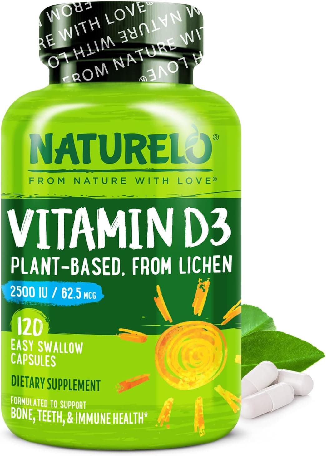 NATURELO Vitamin D3 - 2500 IU Plant-Based from Lichen — Spring Gift Ideas gift idea