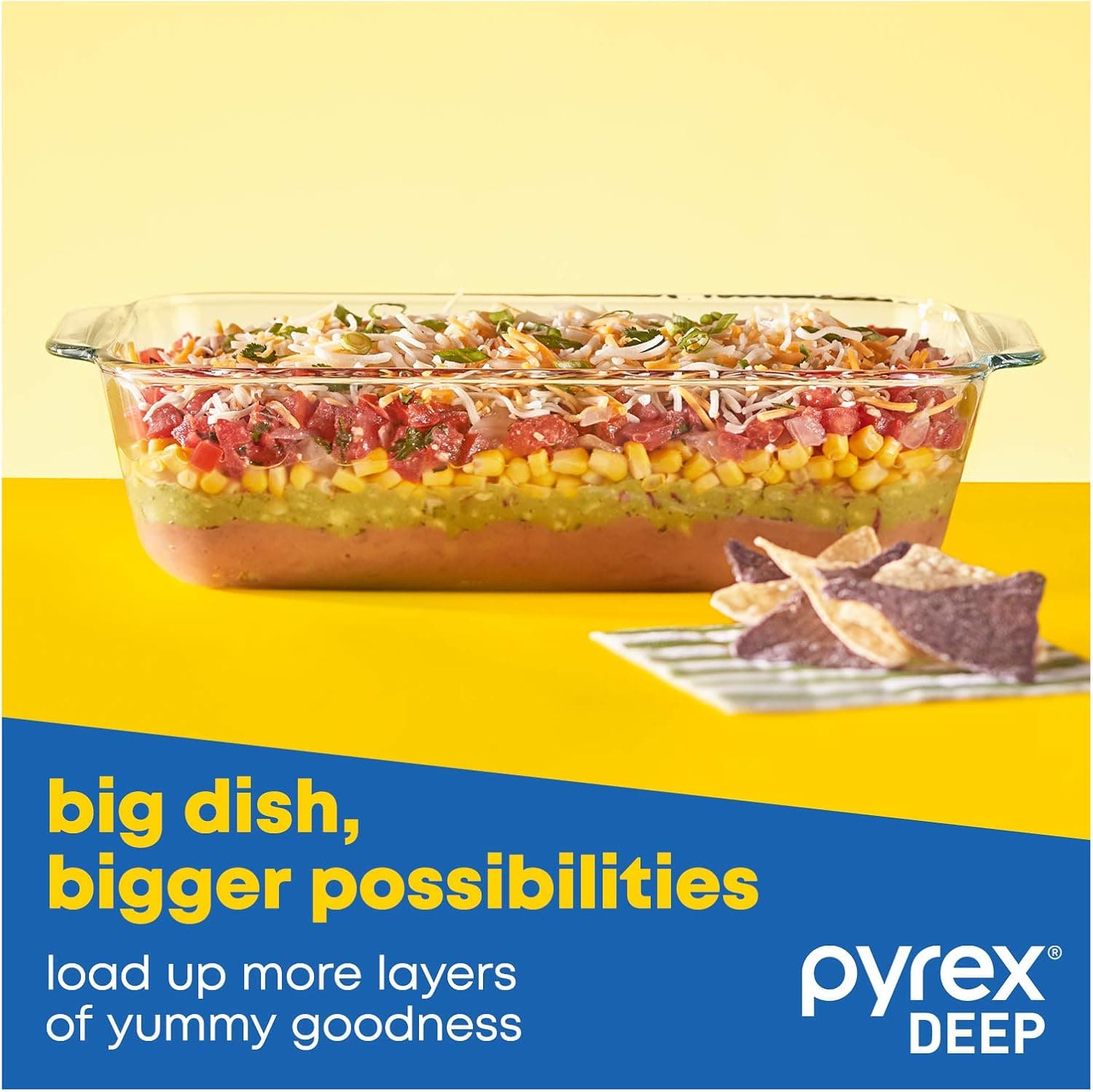 Pyrex Deep 3-Pack Glass Baking Dish Set (9"x13", 7"x11", 8"x8") With BPA-Free Lids, Rectangular Glass Bakeware, Dishwasher, Microwave, Freezer &amp; Pre-Heated Oven Safe: Home &amp; Kitchen thumbnail 3