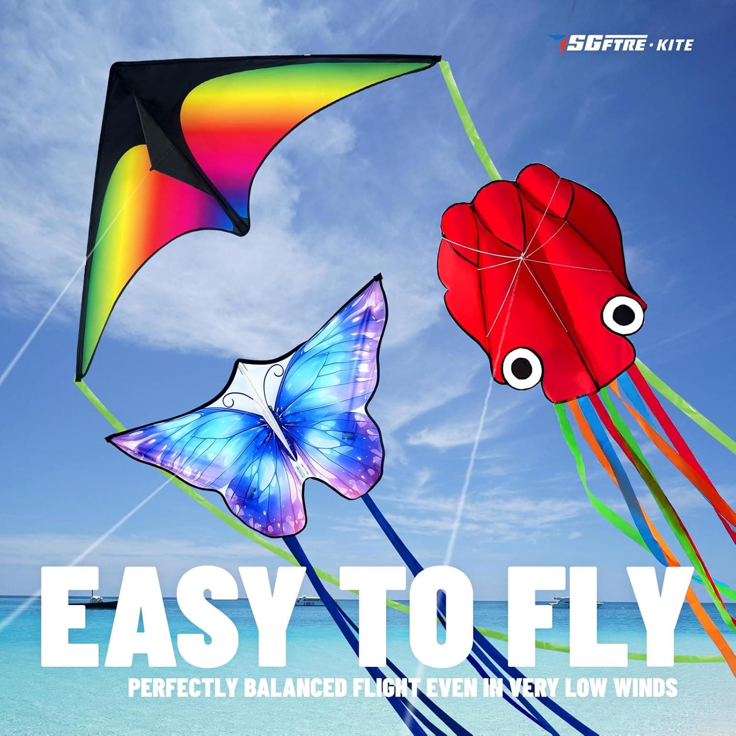 3-Piece Butterfly Delta Octopus Kites Set thumbnail 4