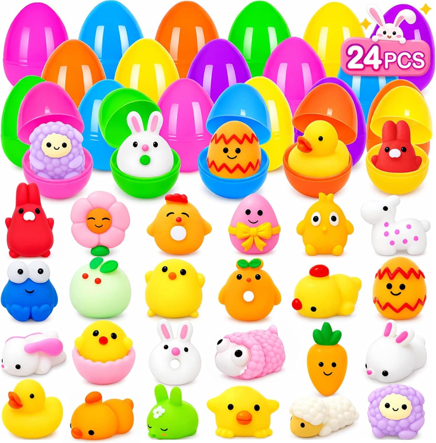 PIONJOY 24 Pack Easter Egg Fillers Mochi Squishies Toys — Easter Gifts gift idea