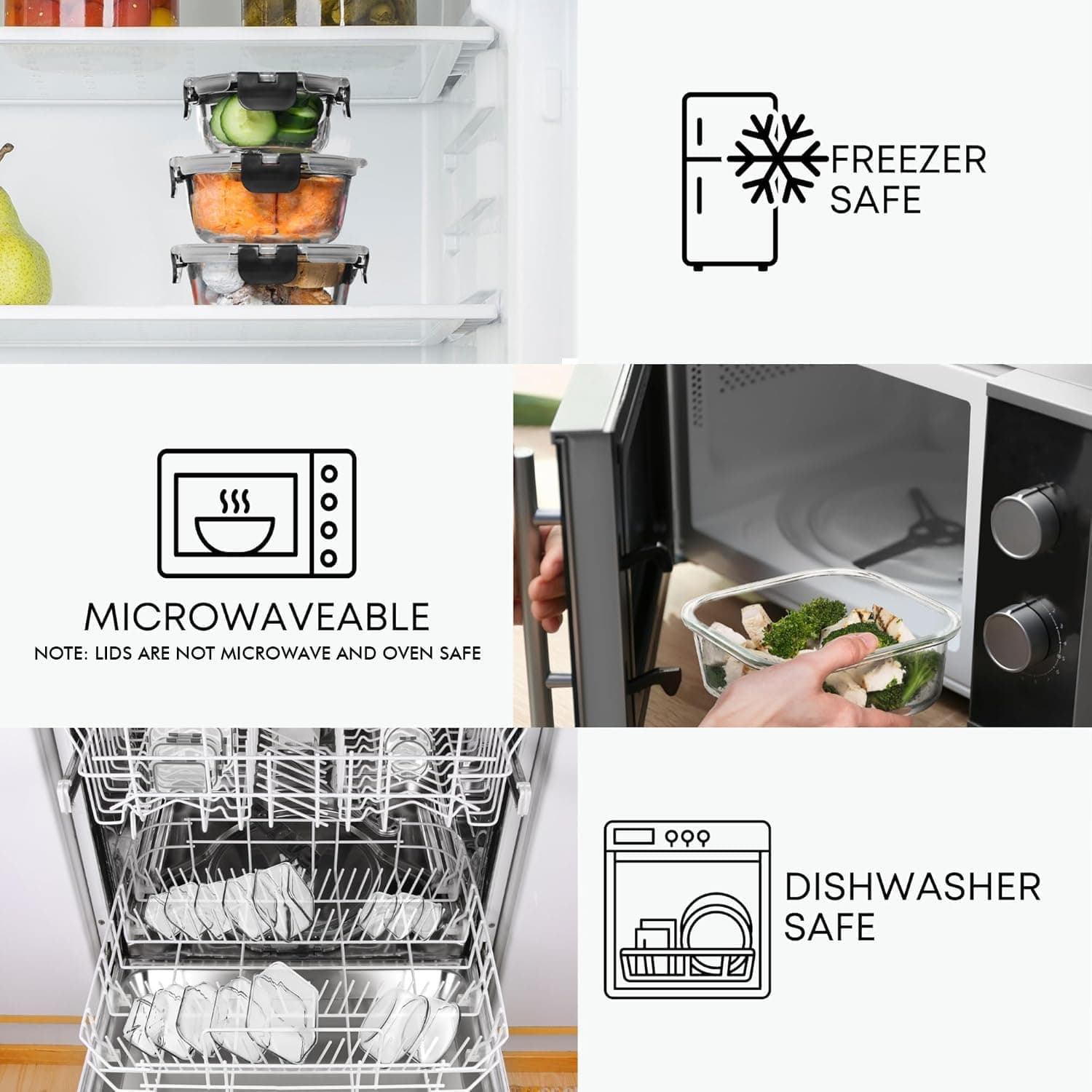 Razab 30 PC Glass Food Storage Containers with Lids thumbnail 5