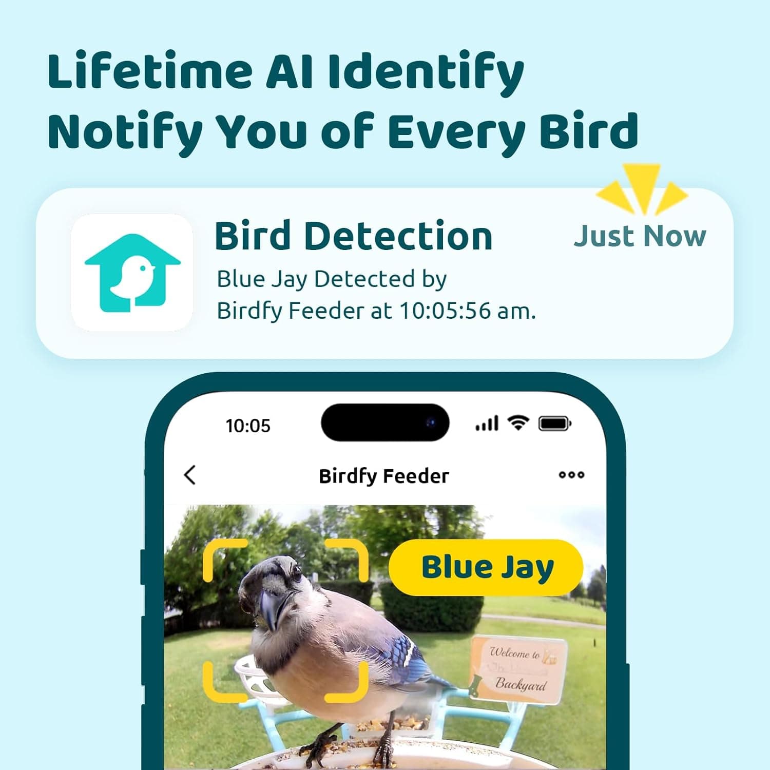 NETVUE by Birdfy Smart Bird Feeder with Camera – AI Identifies Birds Species 2MP Night Vision &amp; App Alerts, 2.4Ghz Wi-Fi Connect IP65 Weatherproof Bird Camera-Gift for Backyard BirdWatchers, Blue : Patio, Lawn &amp; Garden thumbnail 2