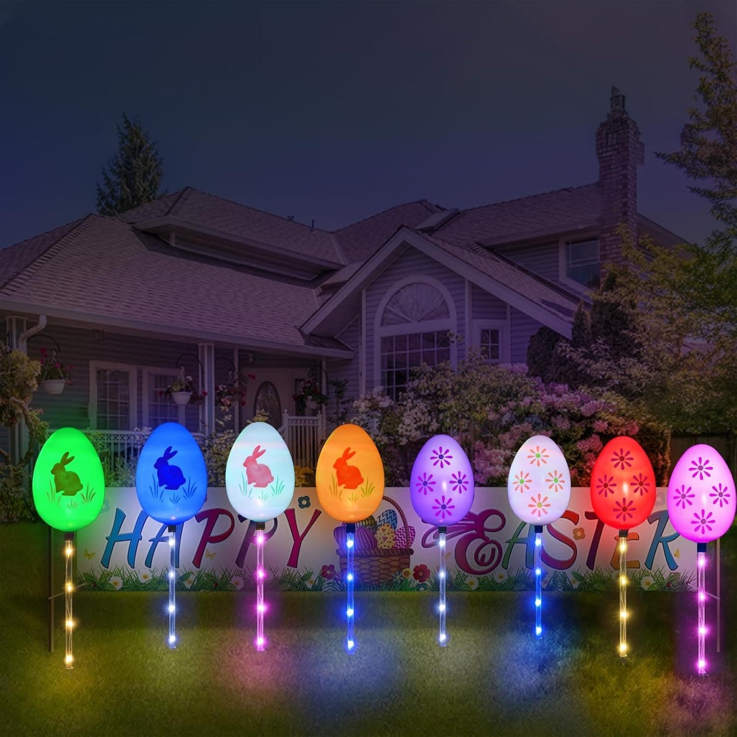 Windpnn Upgraded 8-Pack Solar Easter Egg Stake Lights (Big Egg) thumbnail 4