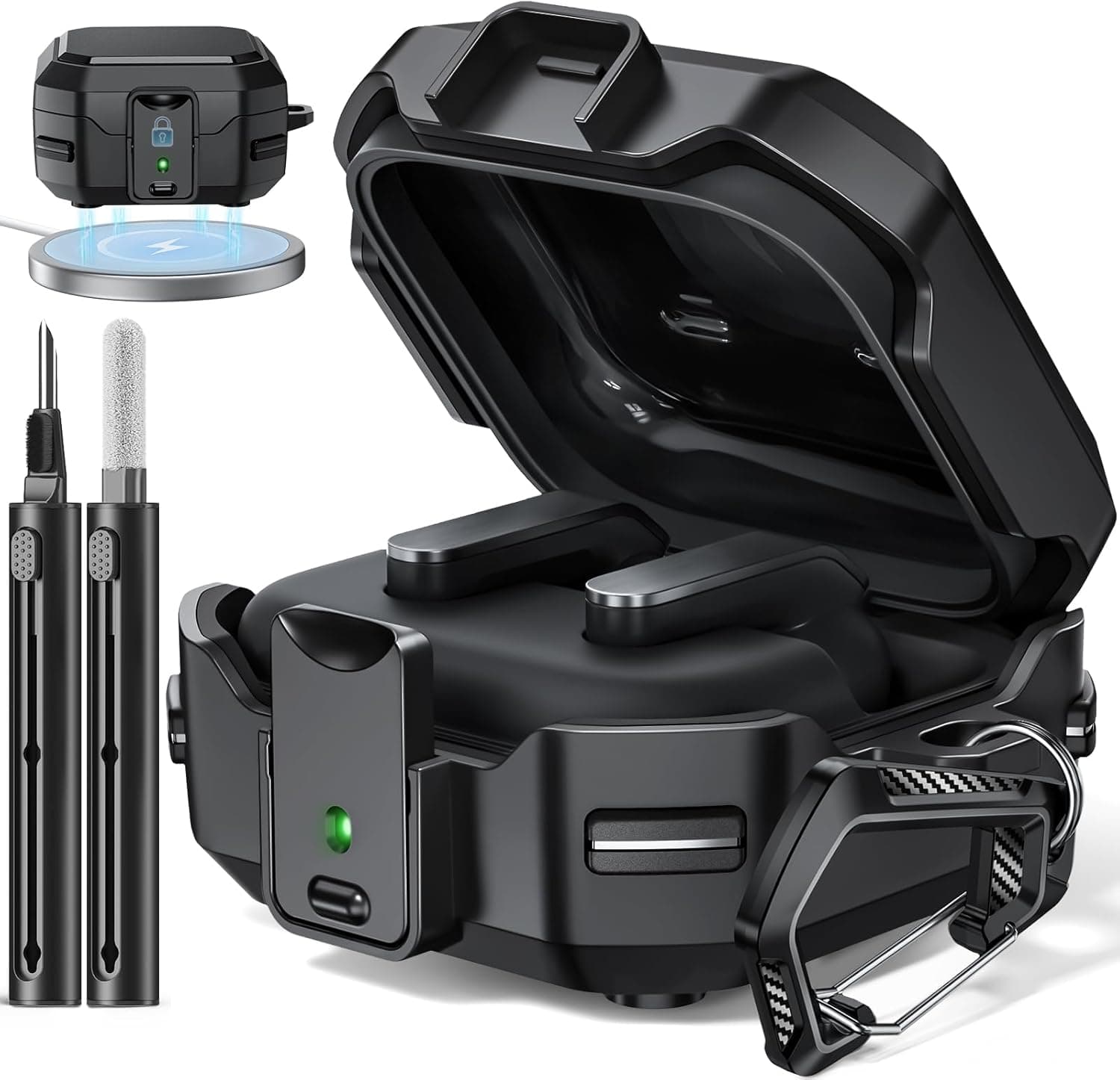 Polislime Safety Lock Case for Samsung Galaxy Buds 4 Pro/for Galaxy Buds 4 Case (2026) [Compatible with MagSafe] with Cleaning Kit &amp; Keychain, (Black) : Electronics — Spring Gift Ideas gift idea