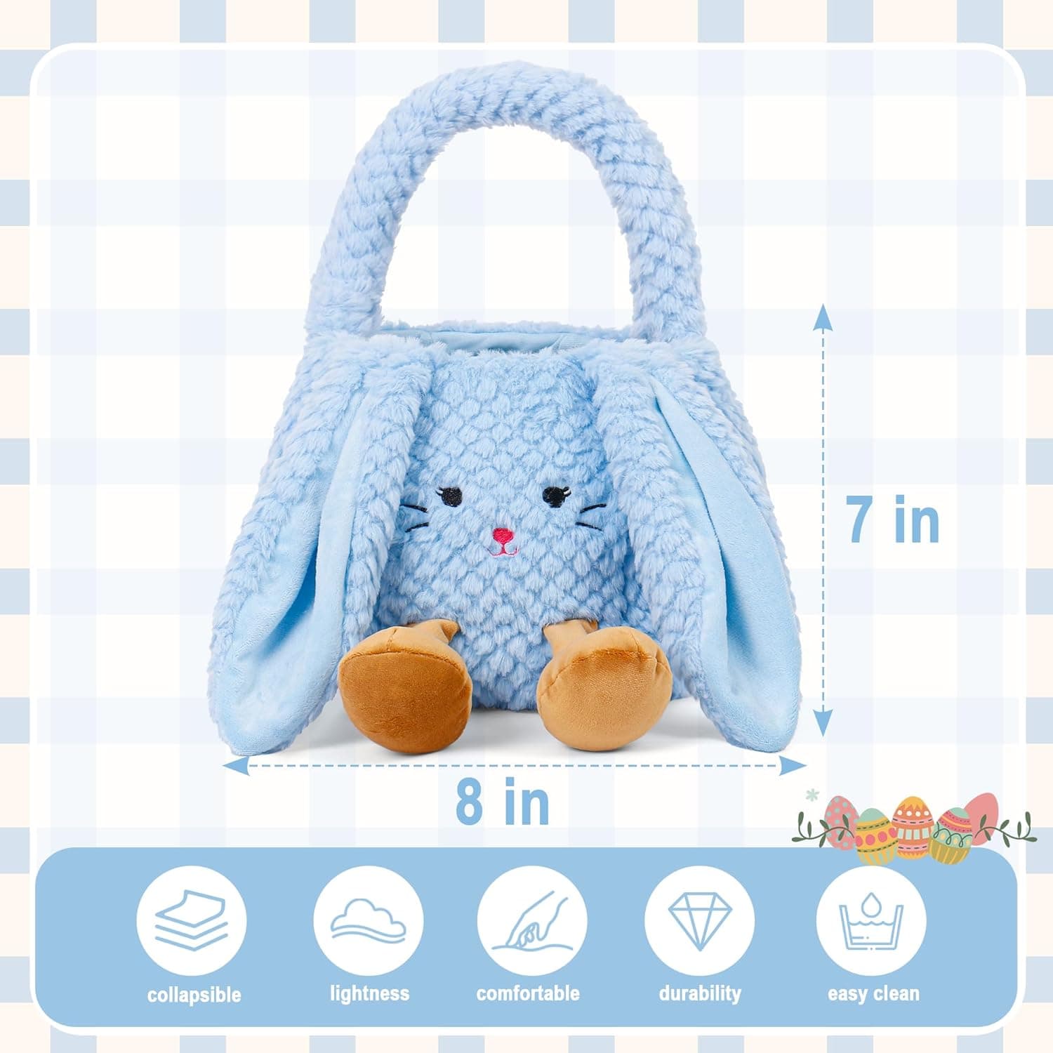 Easter Basket Plush for Kids, Cute Bunny Easter Bucket Egg Hunt Bag Boys Girls Festivals Gift : Baby thumbnail 2