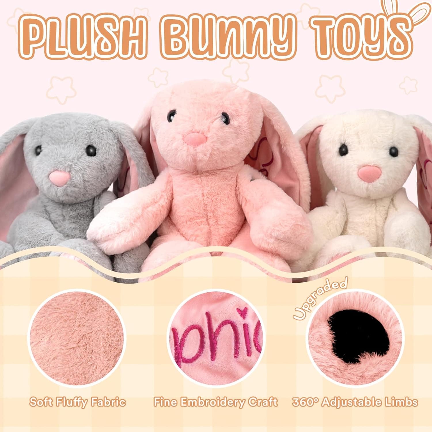 Personalized Bunny Plush with Embroidered Name thumbnail 4