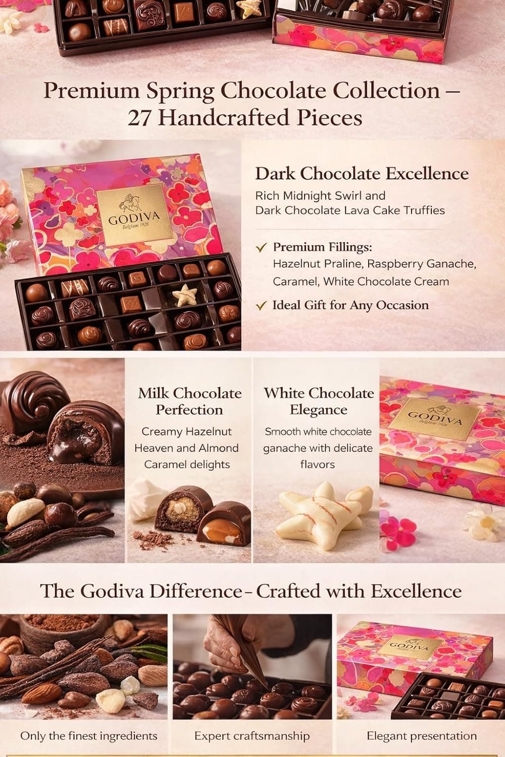Godiva Assorted Chocolate Creations Spring Box 27 Pieces thumbnail 5