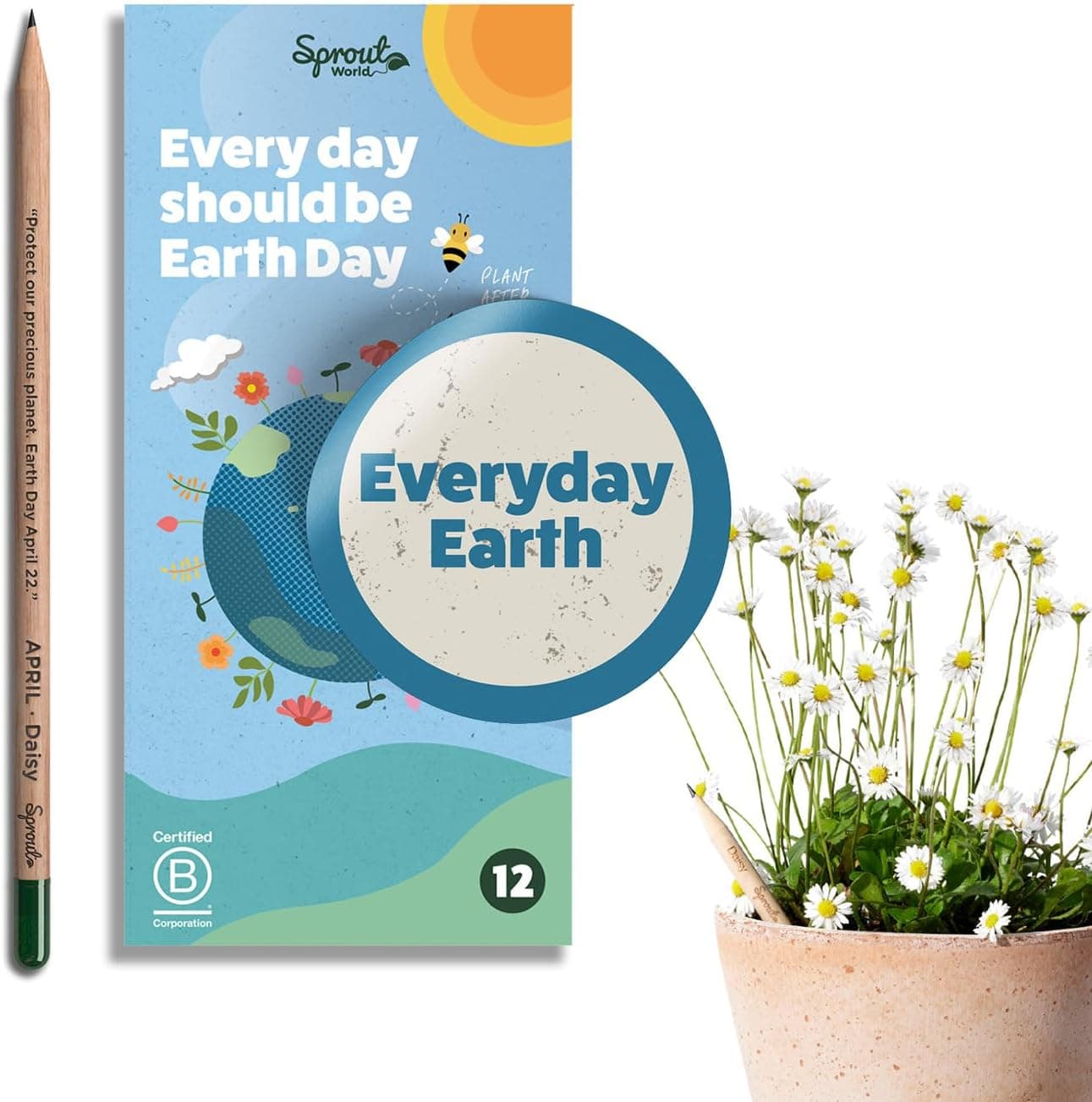 SproutWorld Wood-Cased Pencils | EVERYDAY EARTH | HB Pre-Sharpened Graphite Plantable Wooden Pencils with Flower, Herb &amp; Vegetable Seeds |Gift Ideal for Drawing, Sketching &amp; Shading | 12 Pack : Office Products — Easter Gifts gift idea