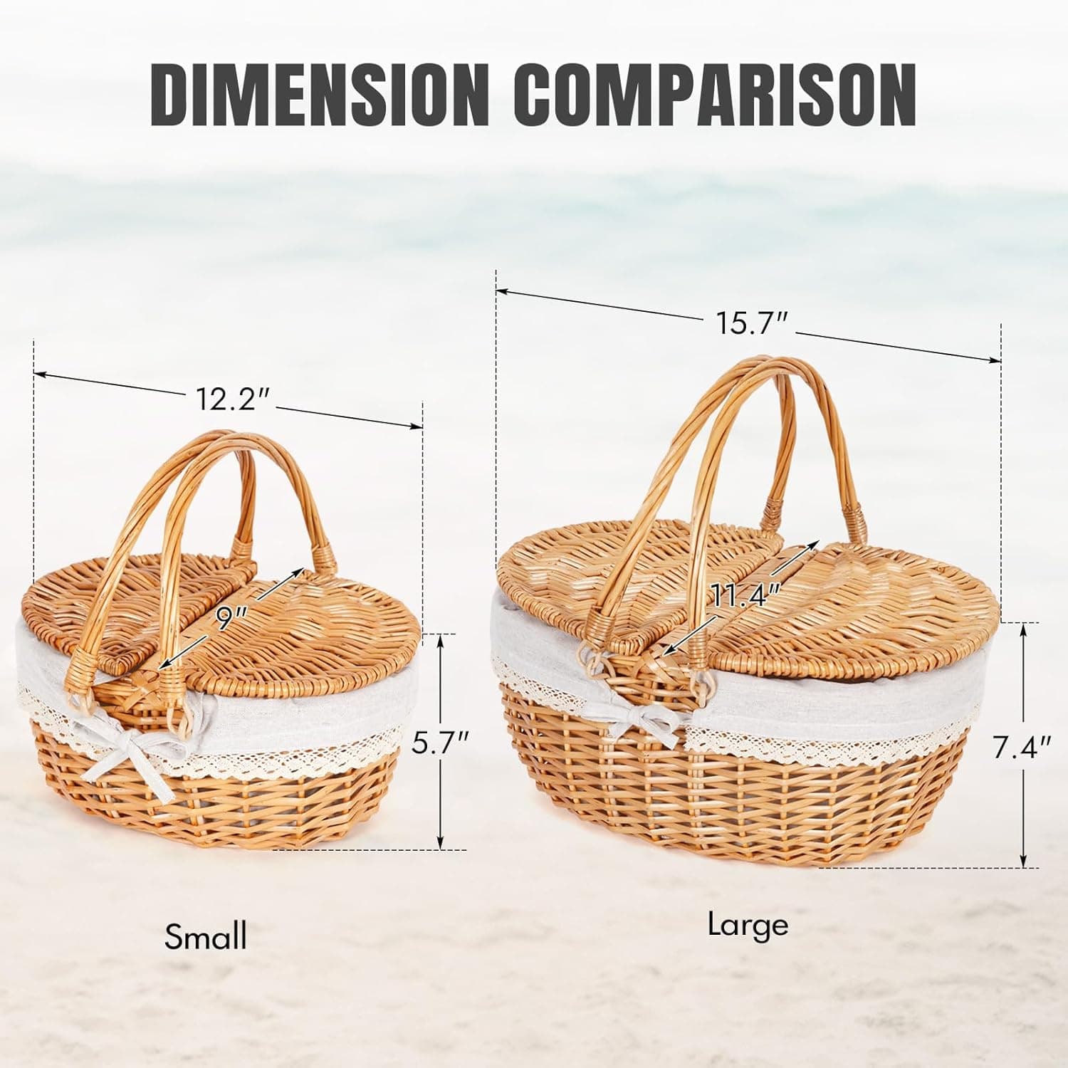 Wicker Picnic Basket with Handle thumbnail 4